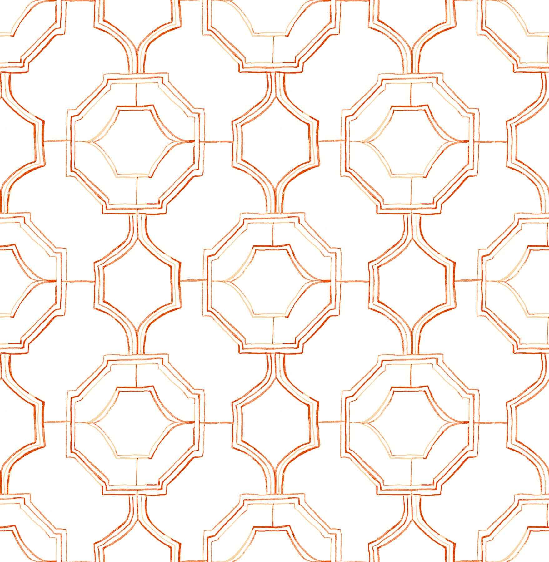 Gallina Orange Trellis Wallpaper - York Wallcoverings - 4081-26317