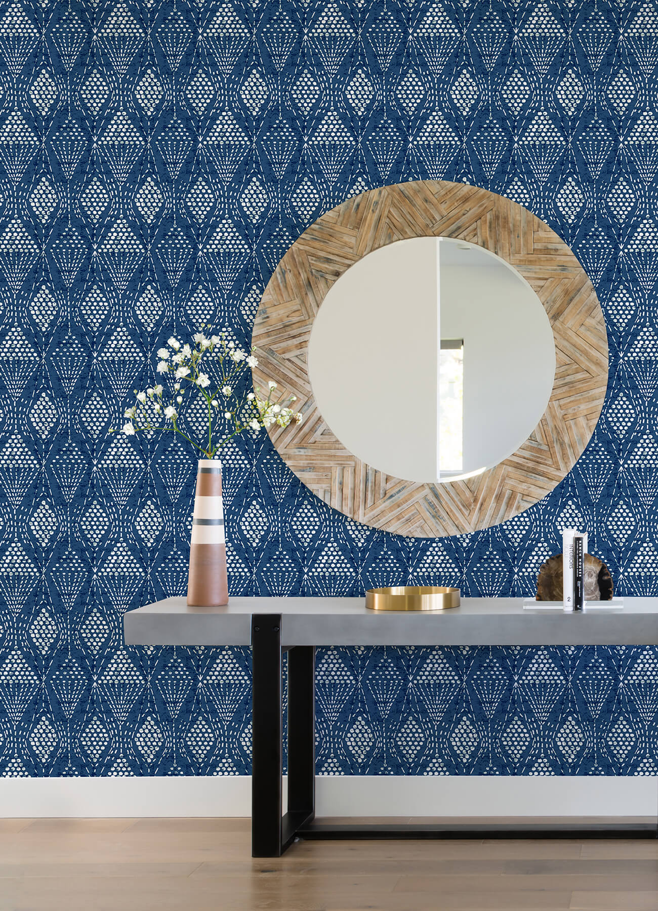 grady-blue-dotted-geometric-wallpaper-york-wallcoverings-4081-26320 - York Wallcoverings Papel pintado