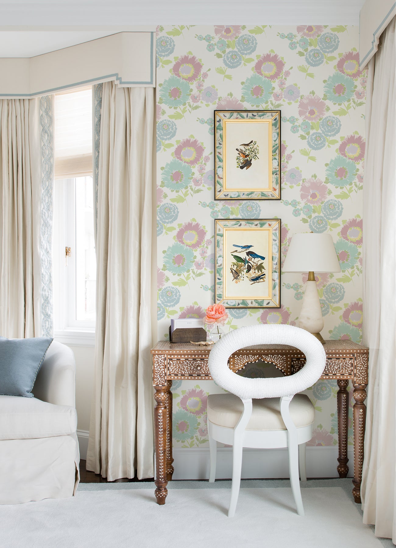 Essie Pastel Painterly Floral Wallpaper - Brewster Wallcovering