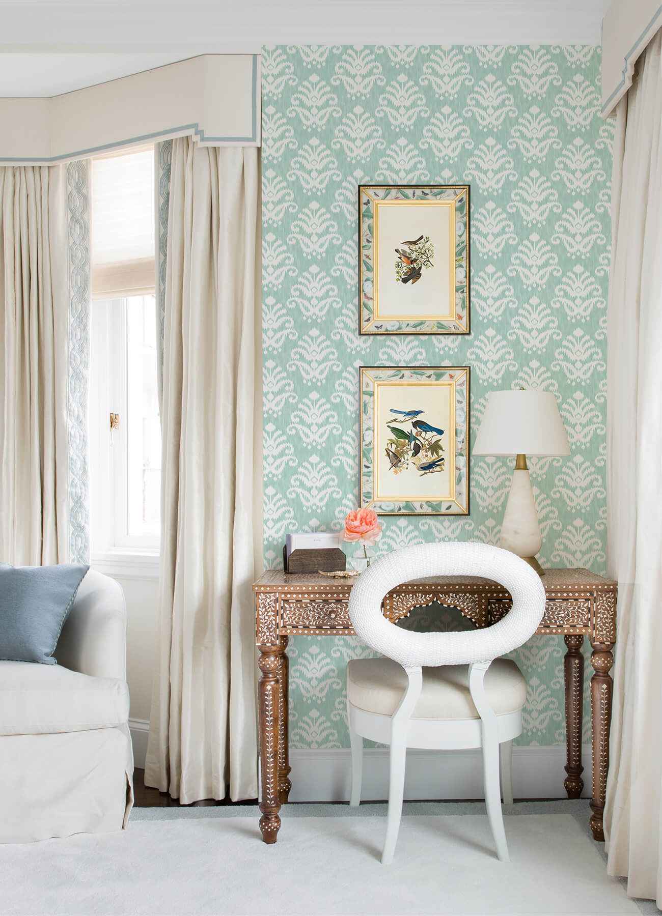 Keaton Aqua Medallion Wallpaper - York Wallcoverings - 4081-26327 - York Wallcoverings Wallpaper