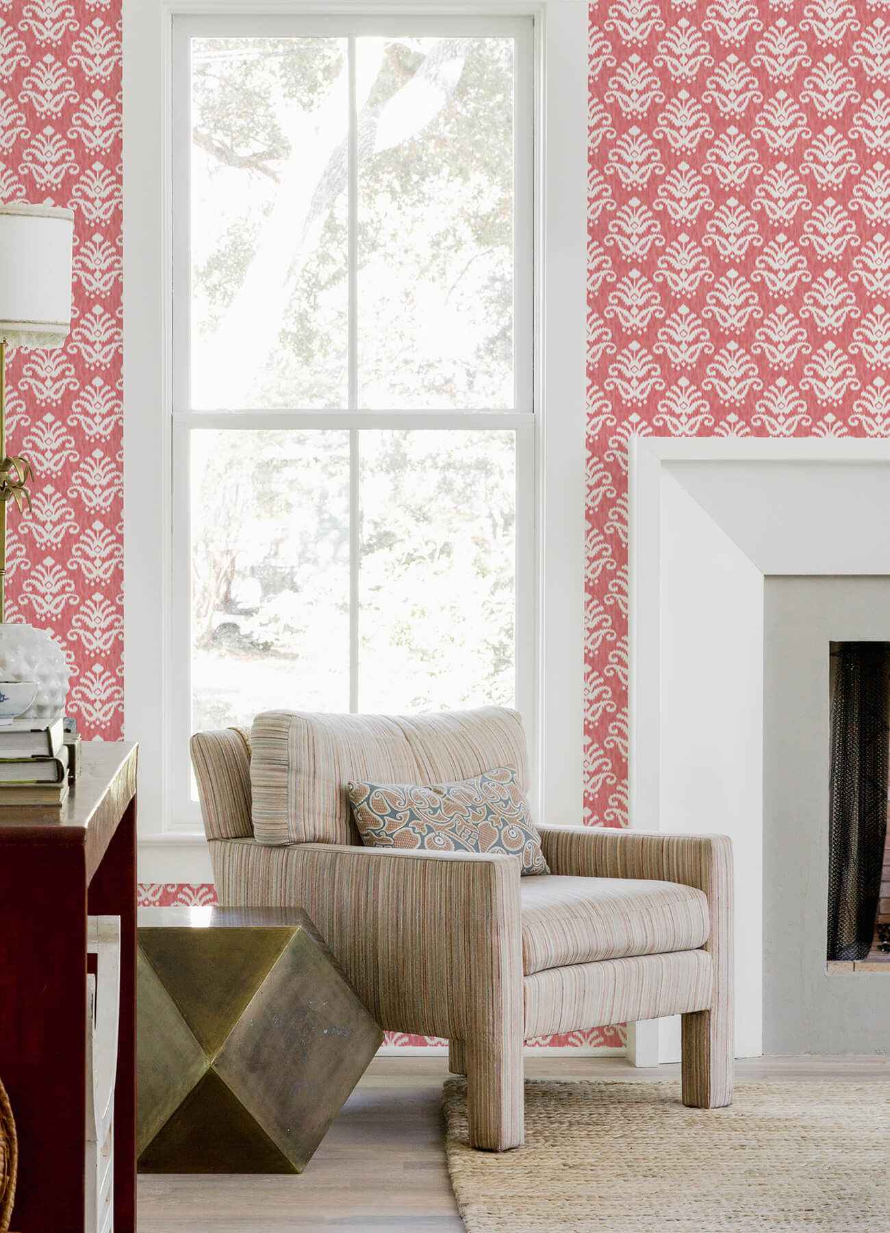 Keaton Coral Medallion Wallpaper - York Wallcoverings - 4081-26330 - York Wallcoverings Wallpaper