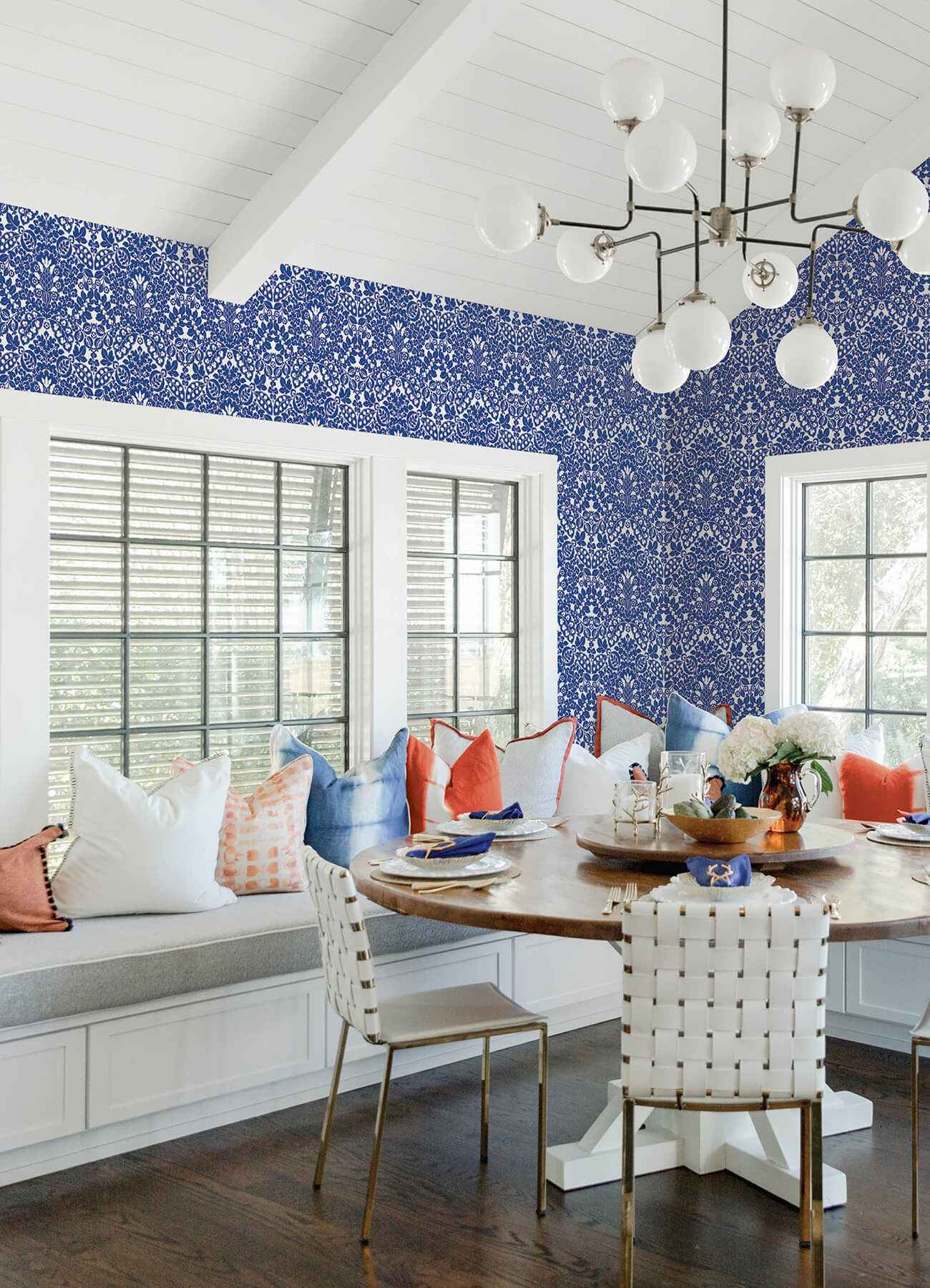 Marni Blue Fruit Damask Wallpaper - York Wallcoverings - 4081-26332 - York Wallcoverings Wallpaper