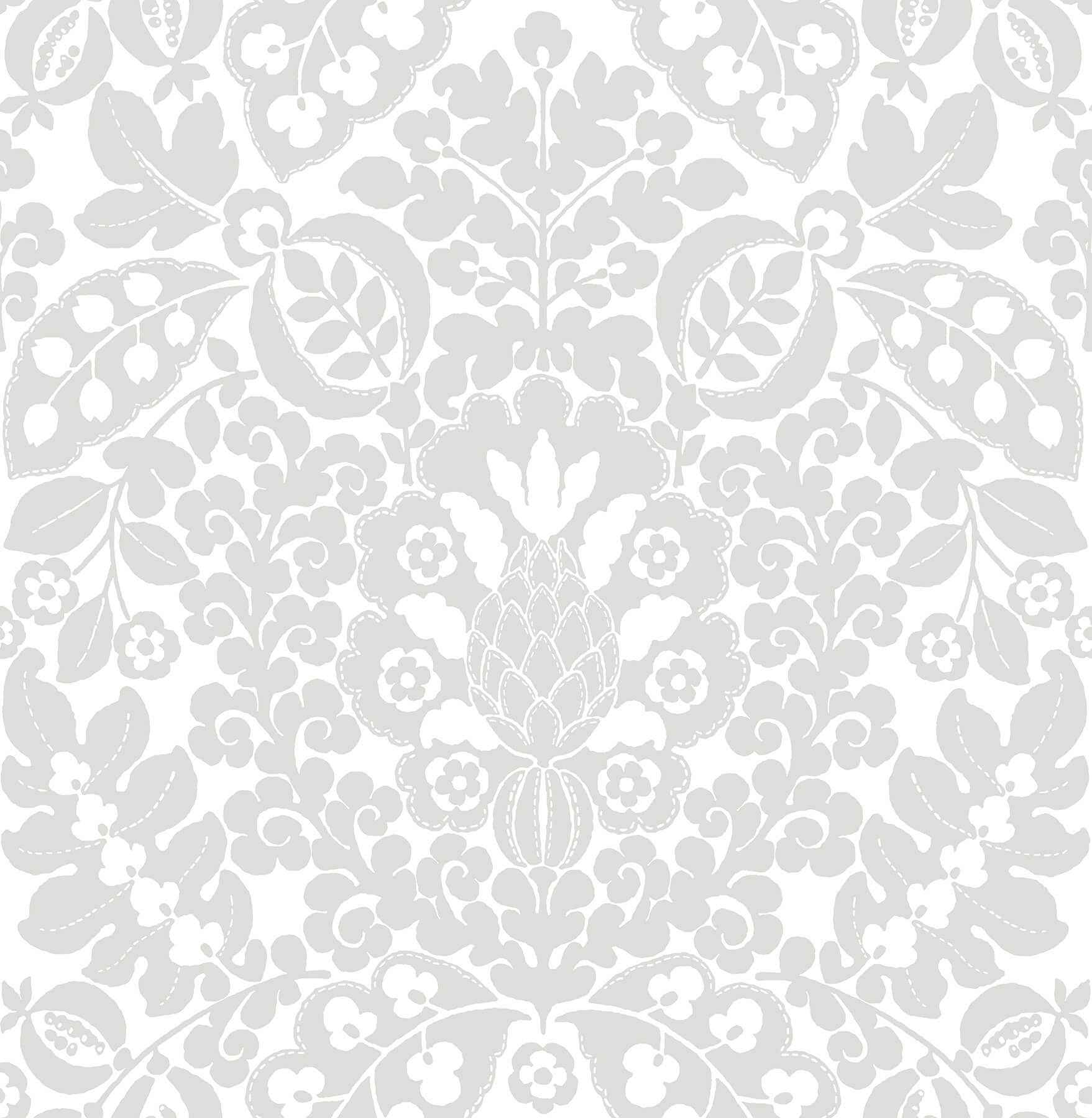 Marni Grey Fruit Damask Wallpaper - York Wallcoverings - 4081-26335