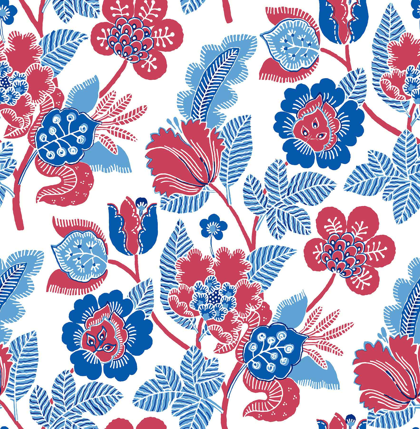 Jana Red Jacobean Wallpaper - York Wallcoverings - 4081-26338