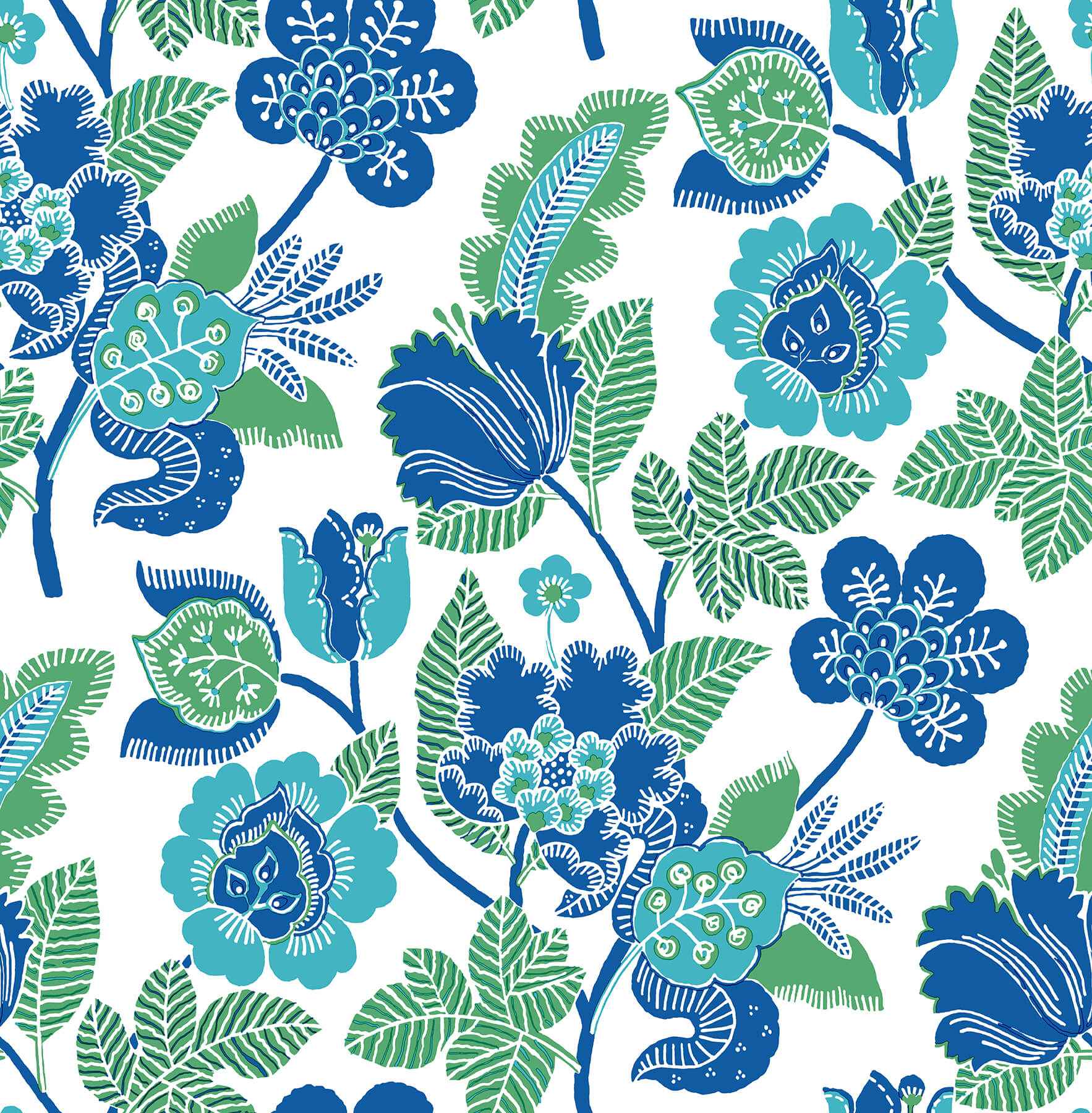 Jana Green Jacobean Wallpaper - York Wallcoverings - 4081-26339