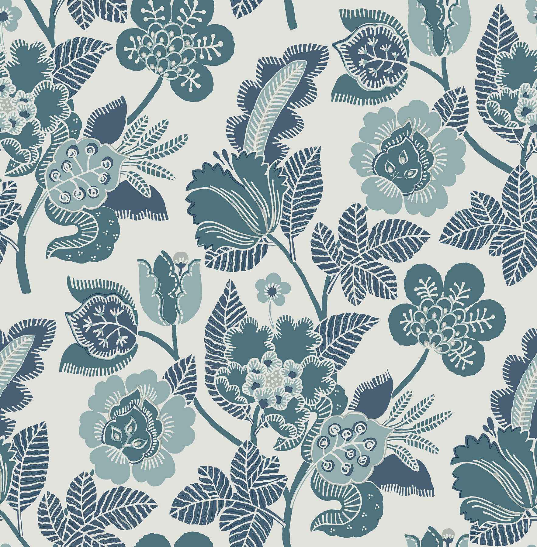 Jana Teal Jacobean Wallpaper - York Wallcoverings - 4081-26340 - York Wallcoverings Wallpaper