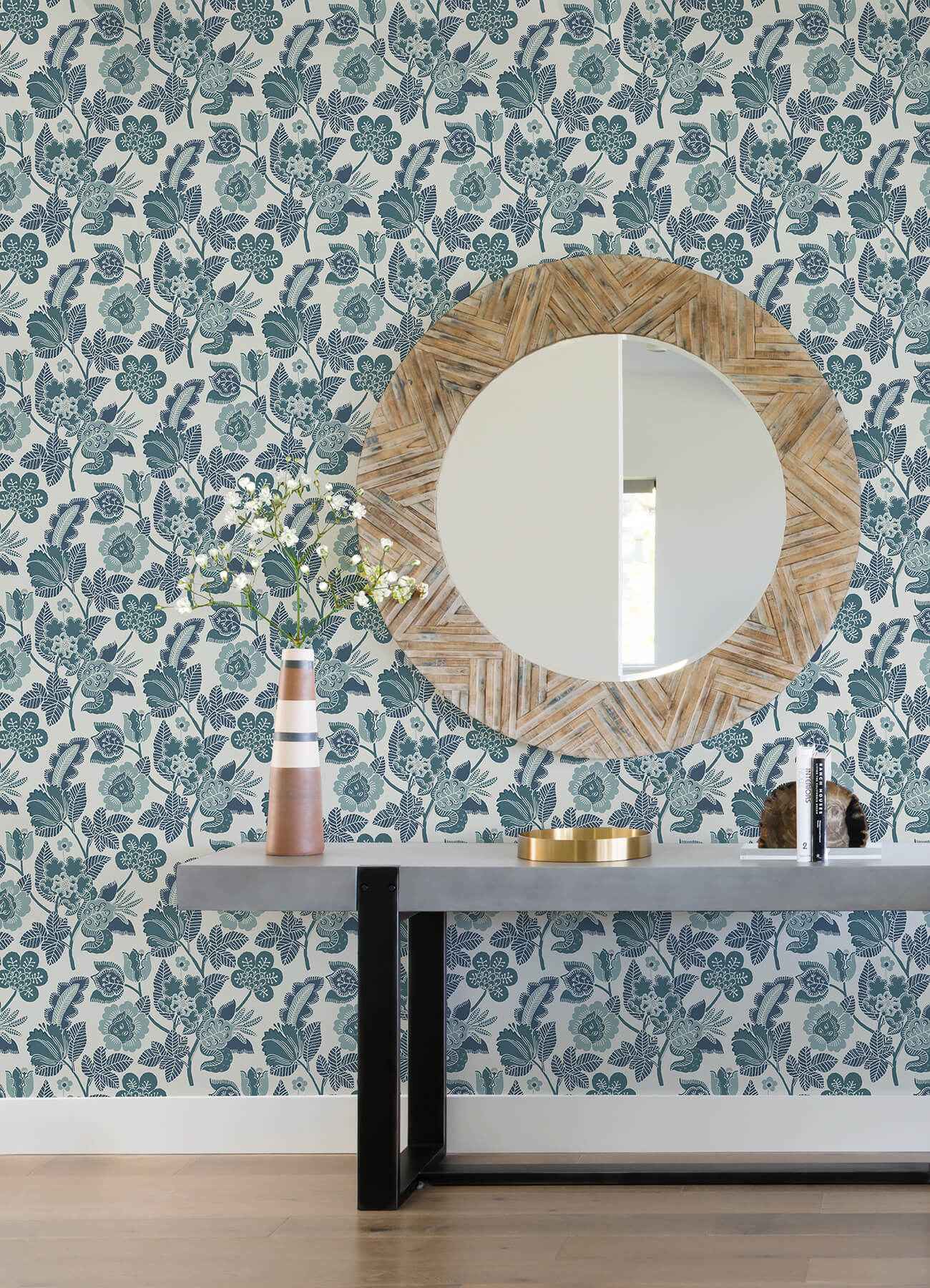 Jana Teal Jacobean Wallpaper - York Wallcoverings - 4081-26340 - York Wallcoverings Wallpaper