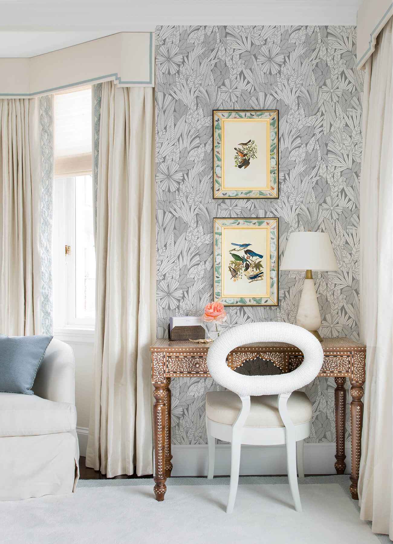 Bannon Grey Leaves Wallpaper - York Wallcoverings - 4081-26344 - York Wallcoverings Wallpaper