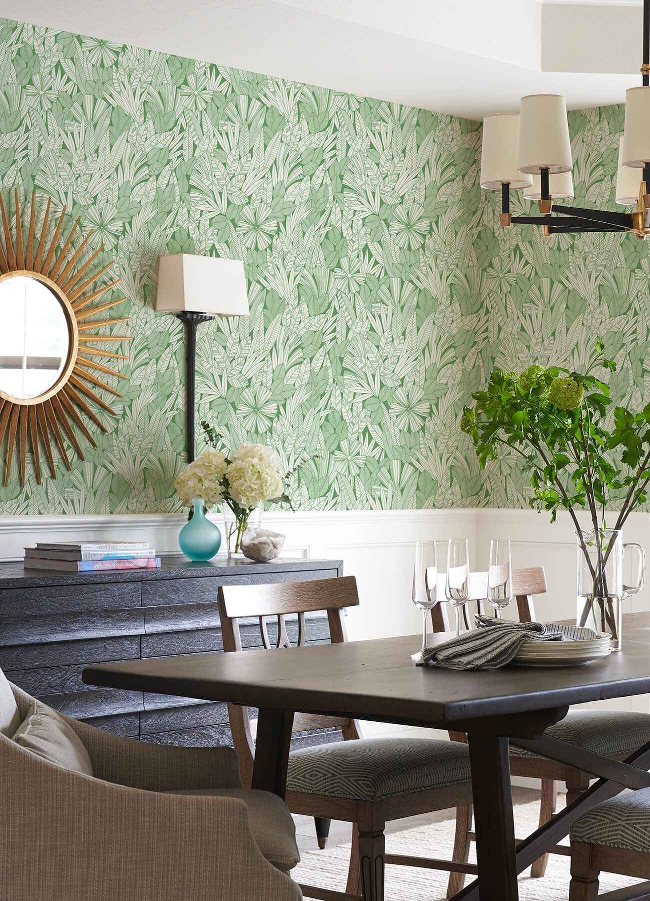 Bannon Green Leaves Wallpaper - York Wallcoverings - 4081-26345 - York Wallcoverings Wallpaper