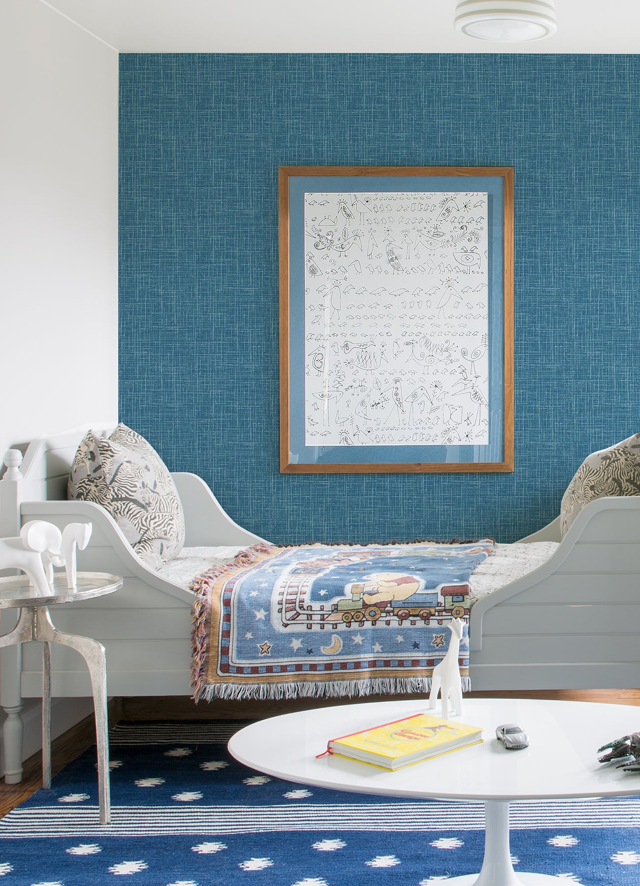 Emerson Teal Faux Linen Wallpaper  | Brewster Wallcovering - The WorkRm