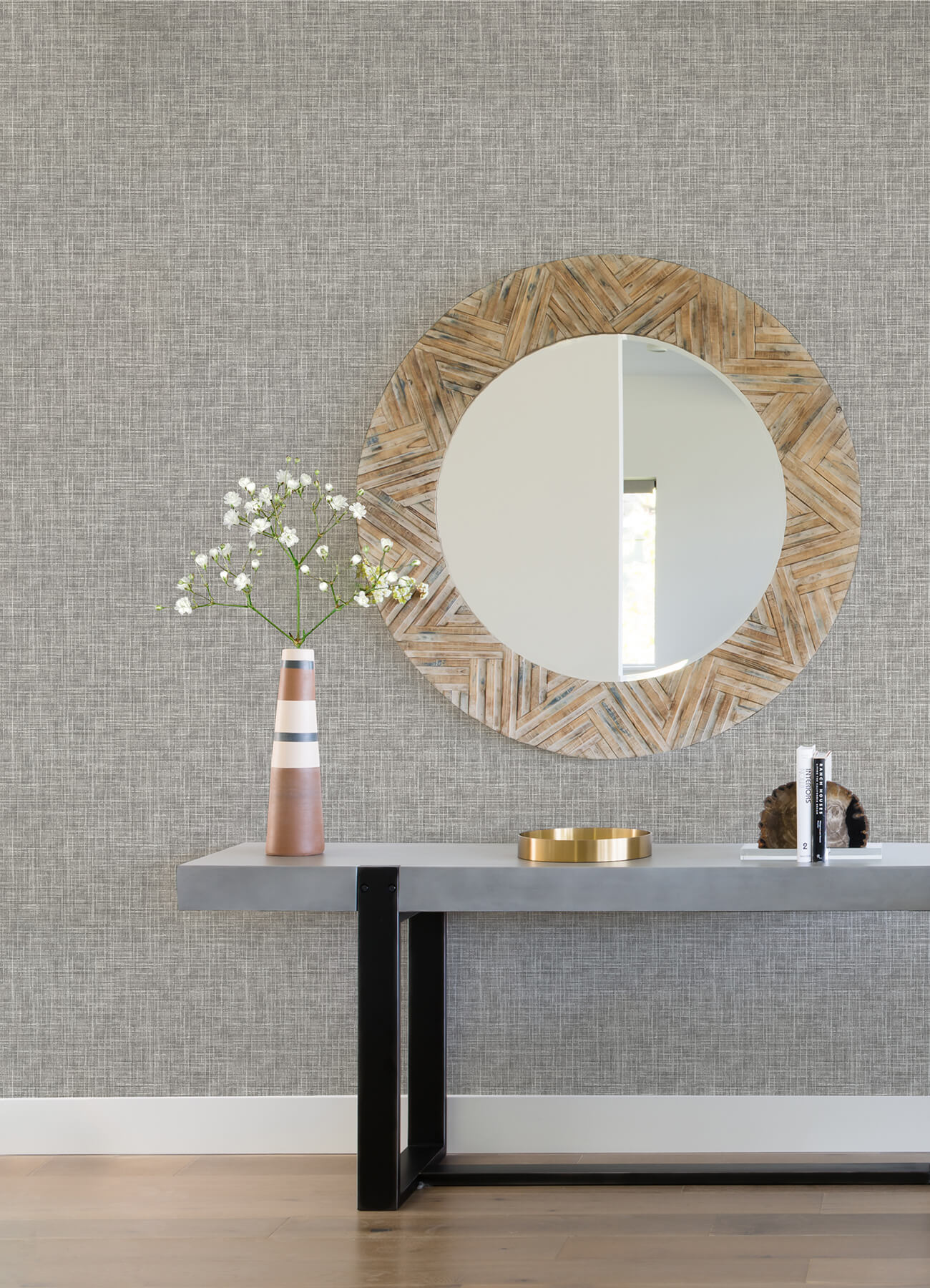 emerson-grey-faux-linen-wallpaper-york-wallcoverings-4081-26354 - York Wallcoverings Papel pintado