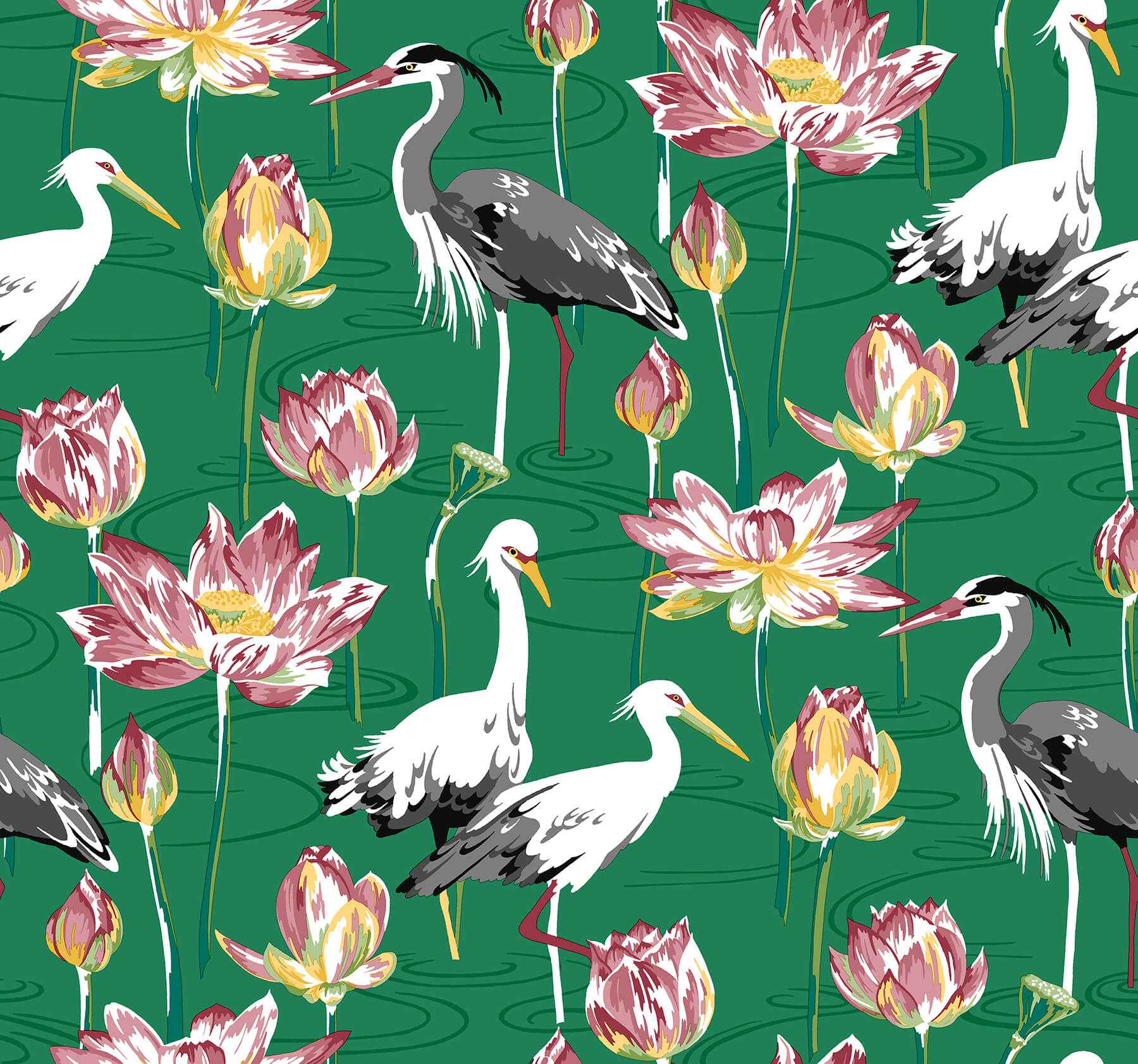 Barton Green Heron Wallpaper - York Wallcoverings - 4081-87551