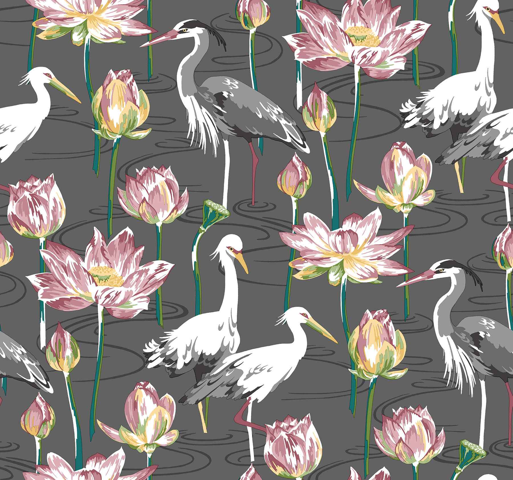 Barton Grey Heron Wallpaper - York Wallcoverings - 4081-87553 - York Wallcoverings Wallpaper