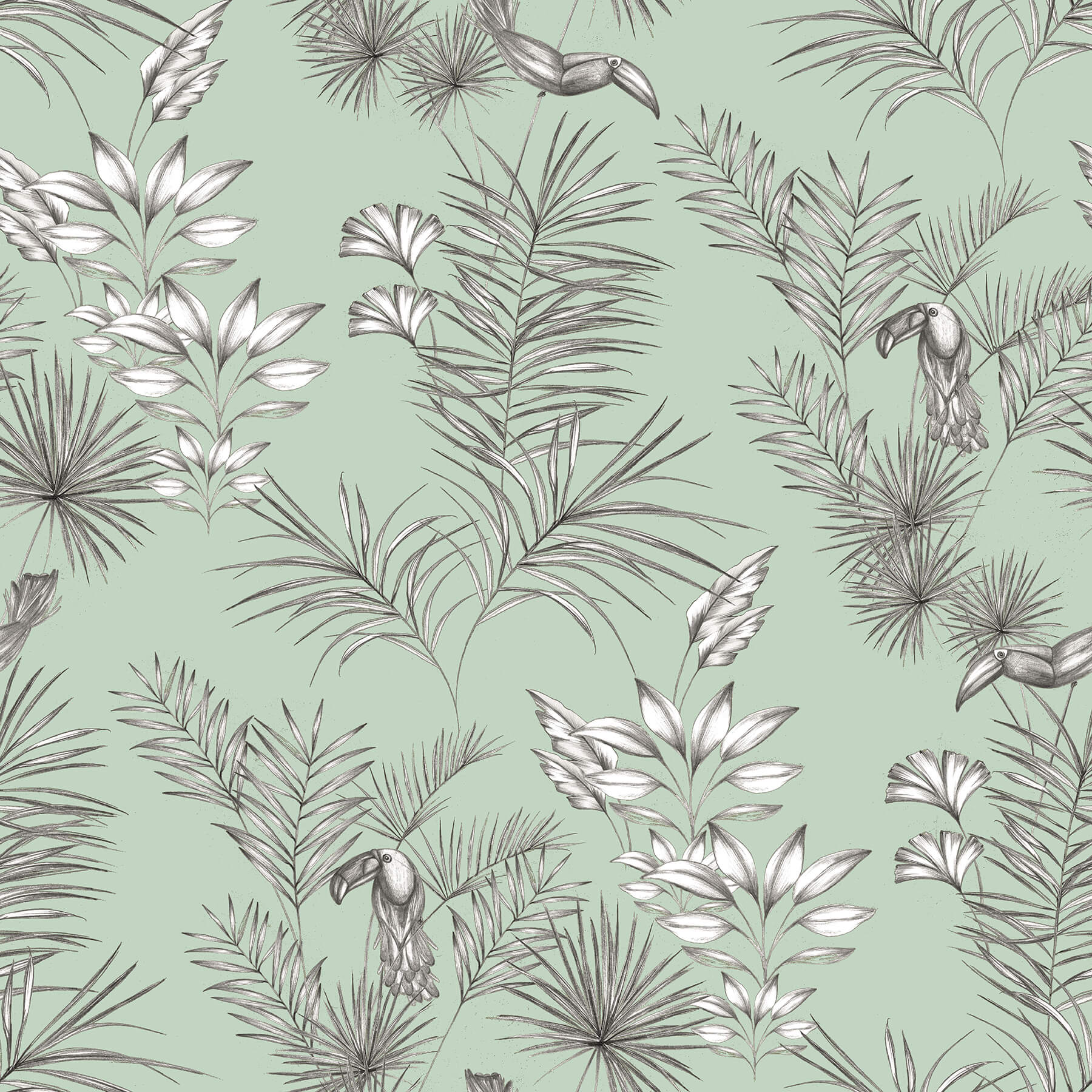 Shelly Mint Toucan Toile Wallpaper - York Wallcoverings - WLD53113W - York Wallcoverings Wallpaper
