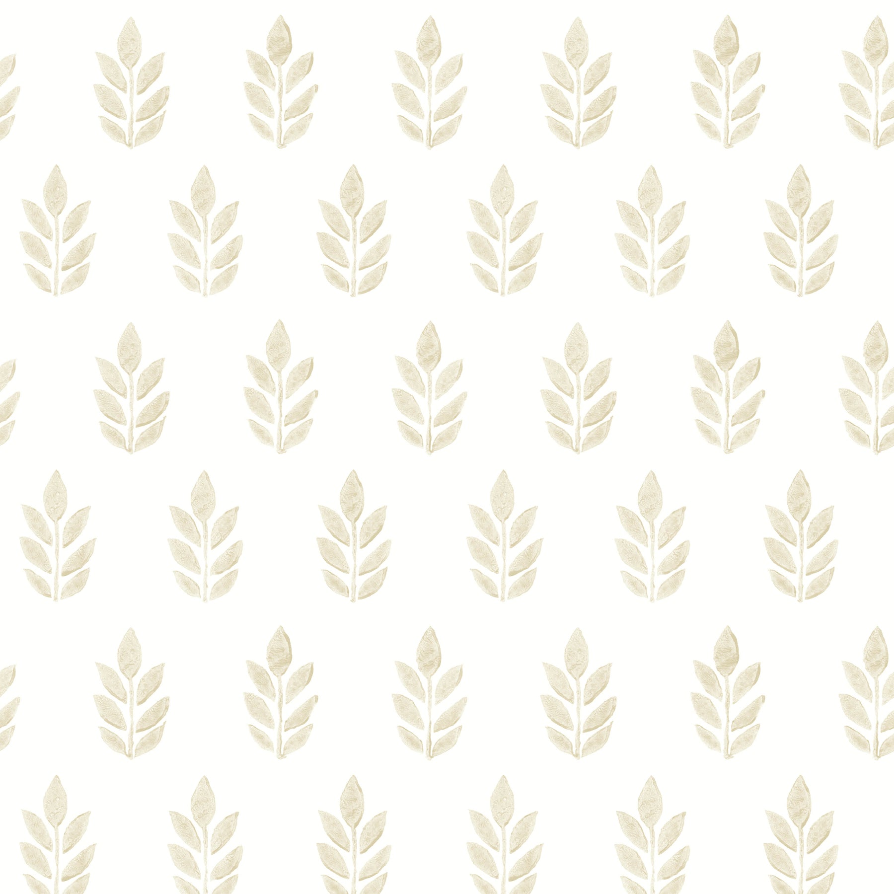 Picture of Ervic Neutral Leaf Block Print Wallpaper