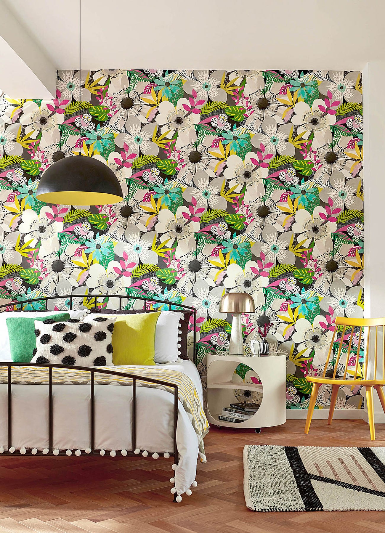 Janis Charcoal Floral Riot Wallpaper  | Brewster Wallcovering - The WorkRm