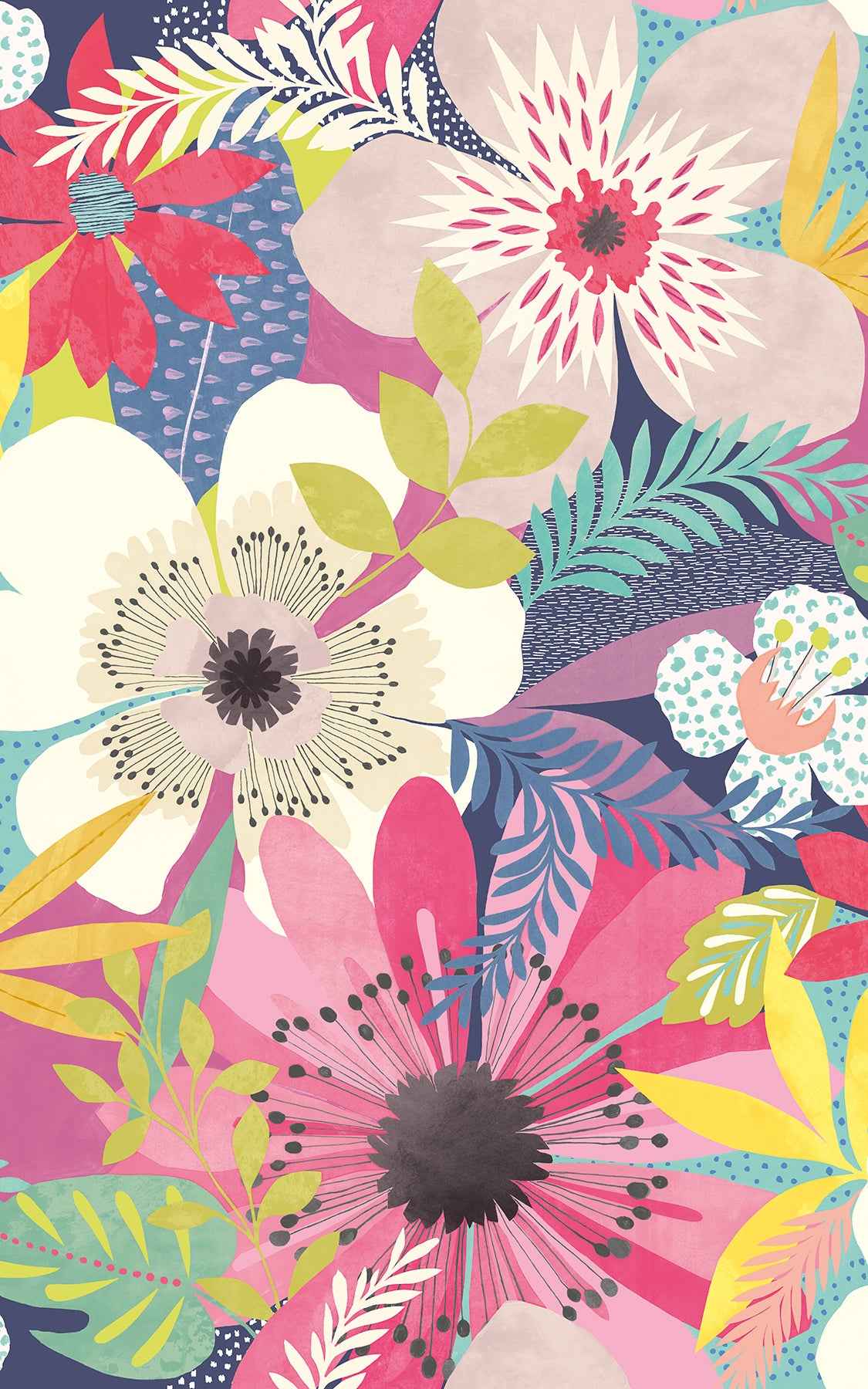 Janis Raspberry Floral Riot Wallpaper - York Wallcoverings - CEP50106W - York Wallcoverings Wallpaper