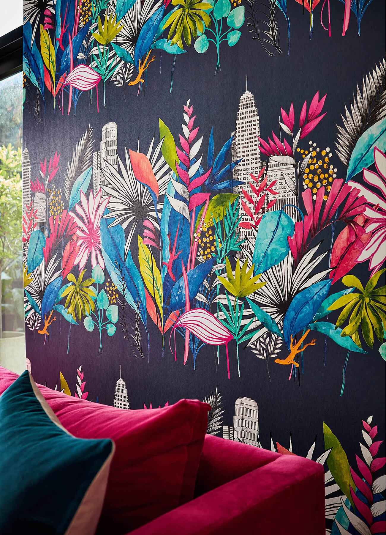 Sierra Indigo Urban Tropic Wallpaper - York Wallcoverings - CEP50110W - York Wallcoverings Wallpaper