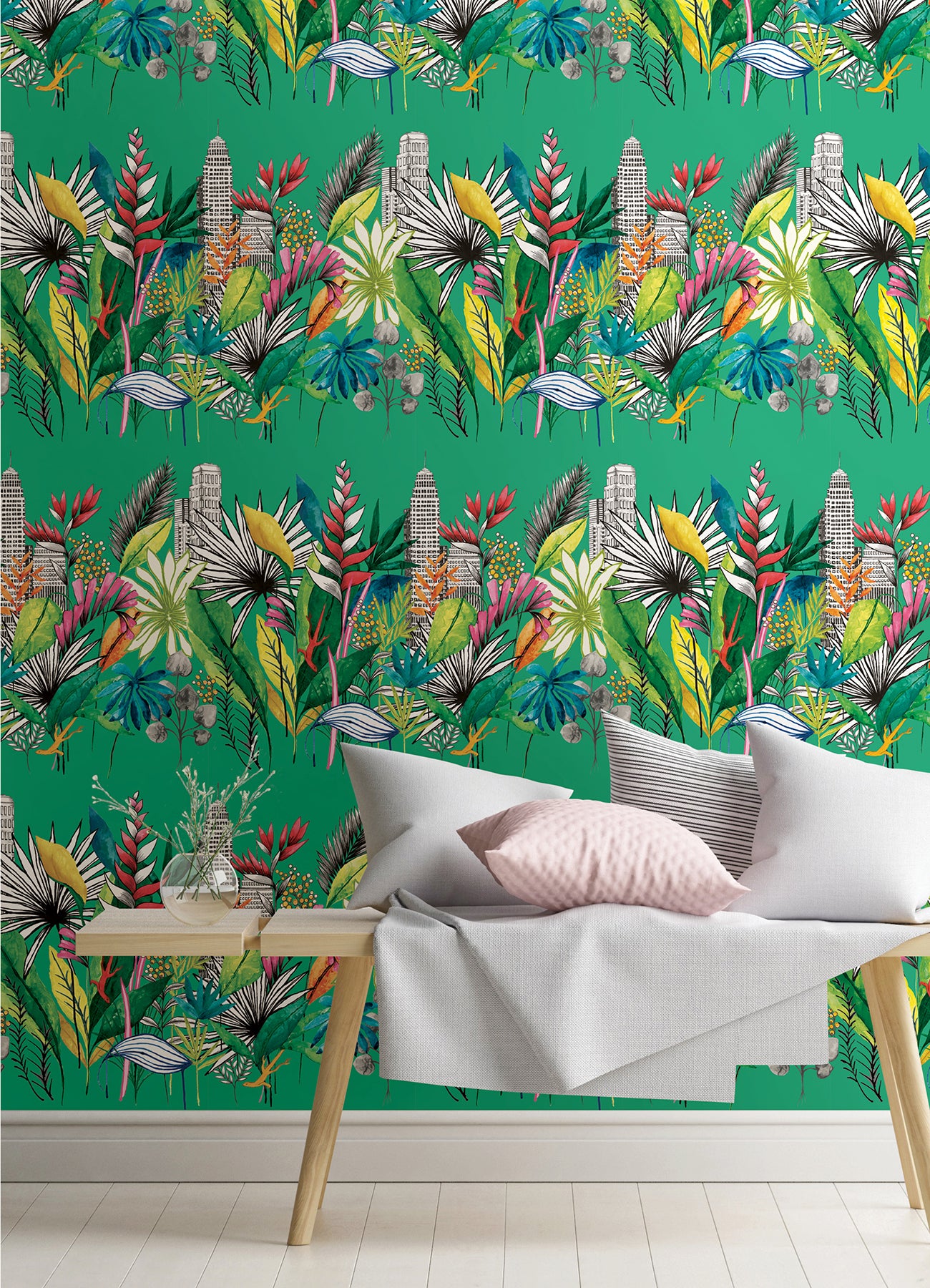 Sierra Green Urban Tropic Wallpaper - Brewster Wallcovering