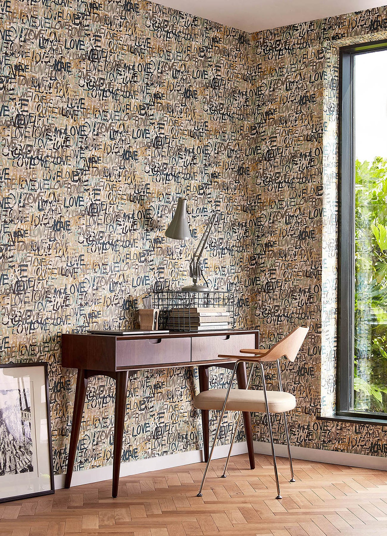 Indio Neutral Love Scribble Wallpaper  | Brewster Wallcovering
