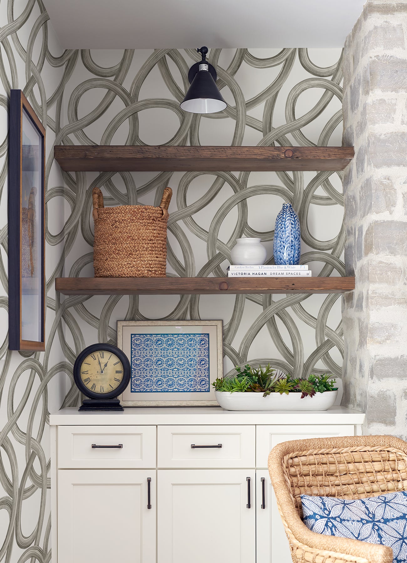 Calix White Twisted Geo Wallpaper  | Brewster Wallcovering - The WorkRm