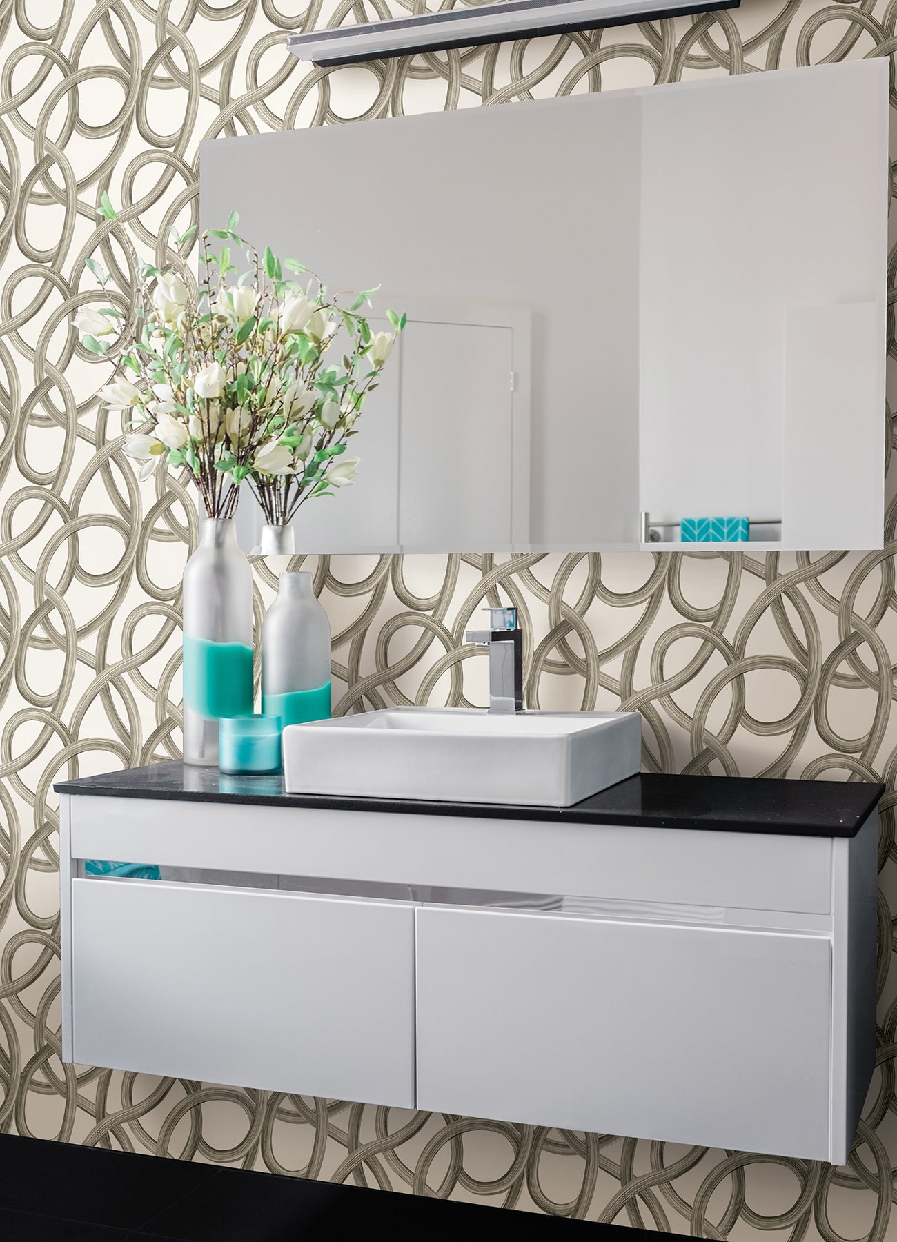 Calix White Twisted Geo Wallpaper  | Brewster Wallcovering - The WorkRm