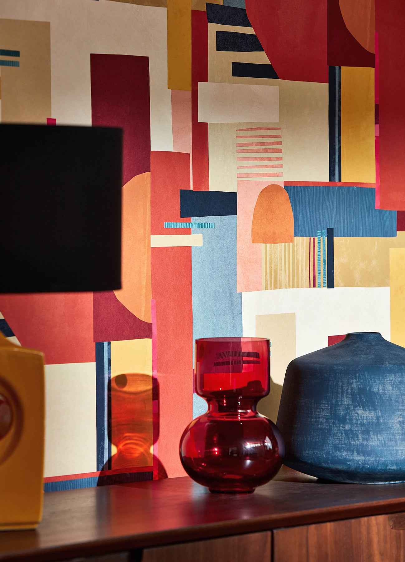 Rhodes Red Blocs Wallpaper - York Wallcoverings - CEP50130W - York Wallcoverings Wallpaper