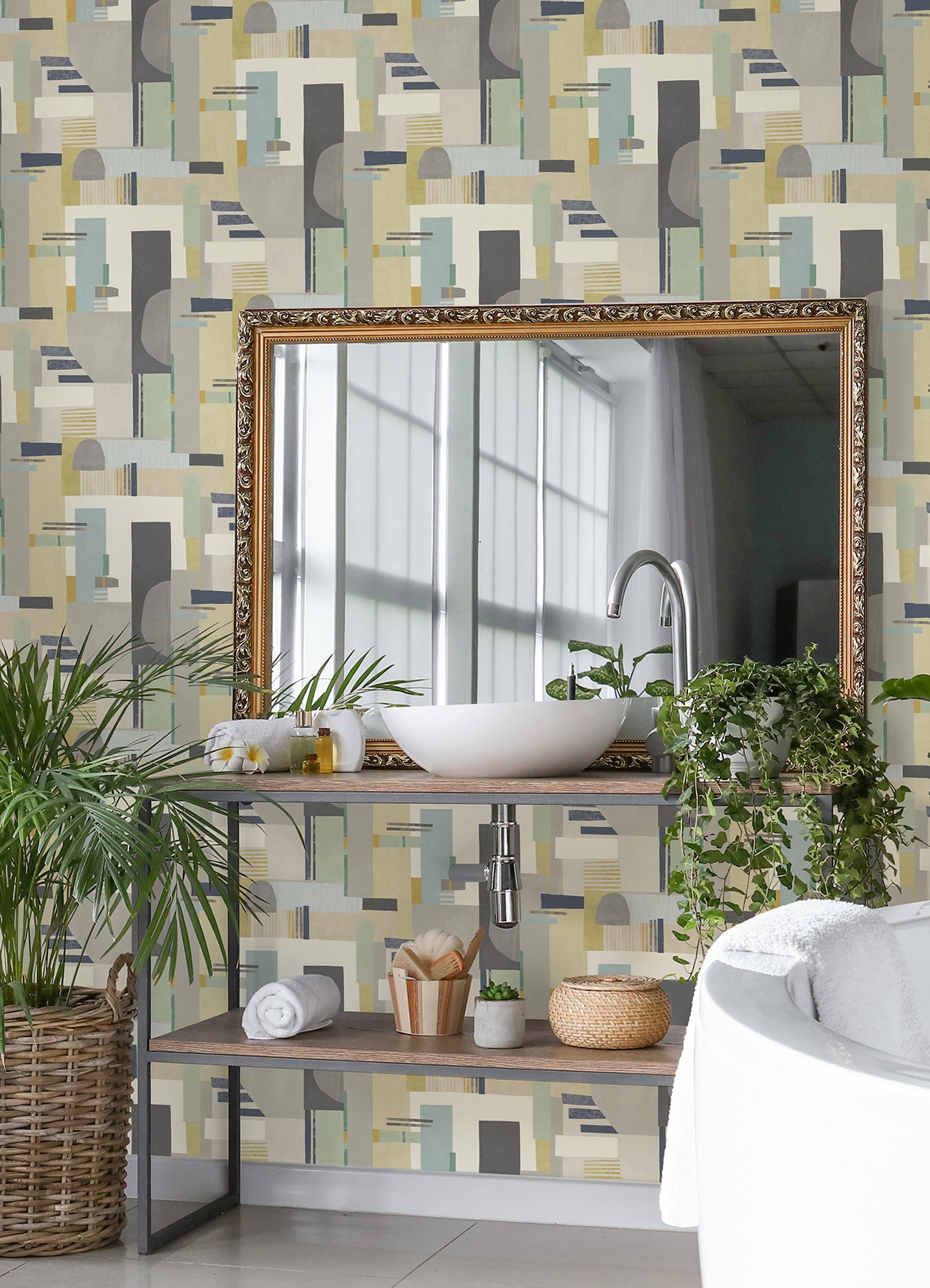 rhodes-neutral-blocs-wallpaper-york-wallcoverings-cep50133w - York Wallcoverings Papel pintado