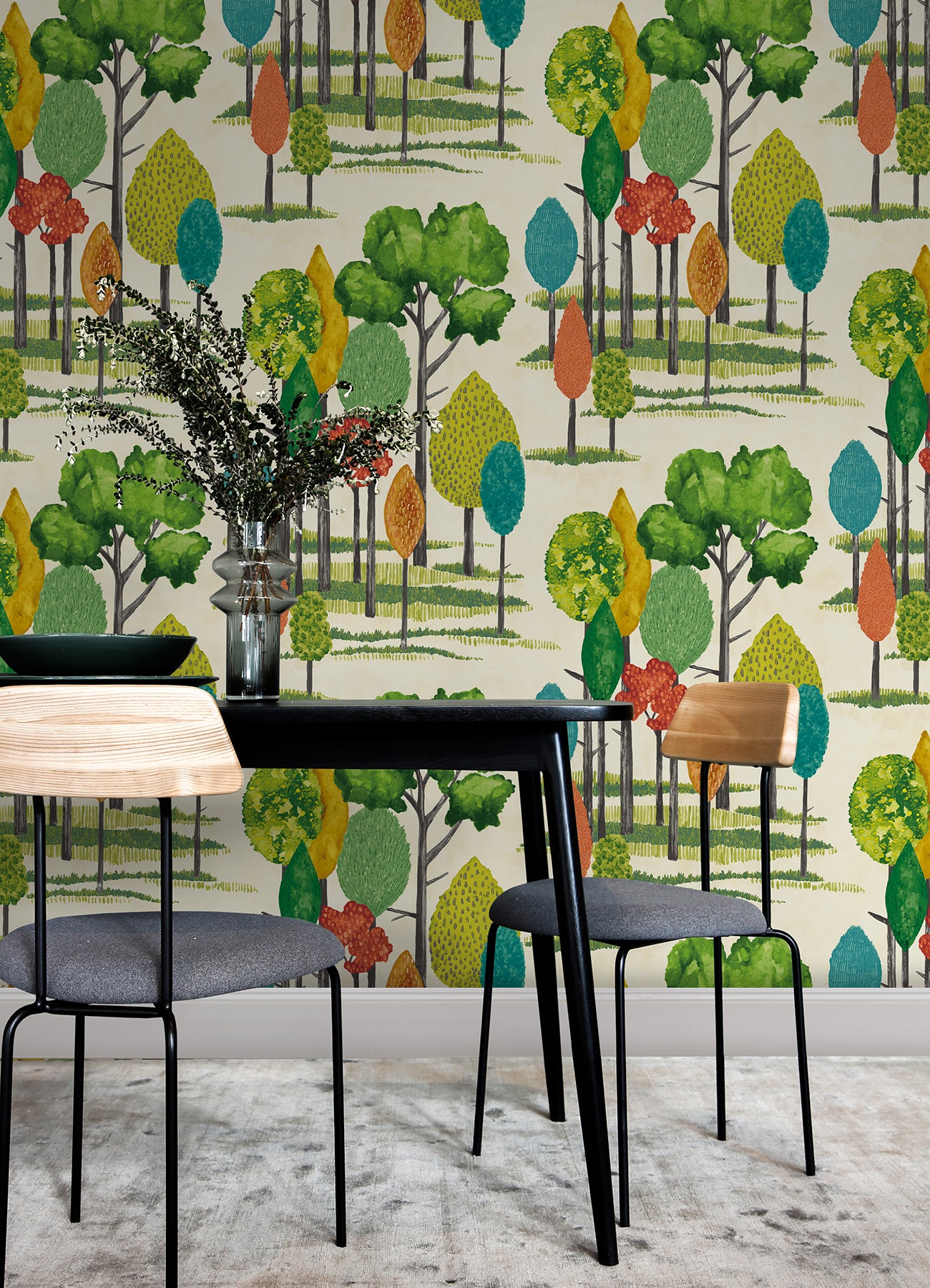 Cypress Teal Tall Trees Wallpaper  | Brewster Wallcovering - The WorkRm