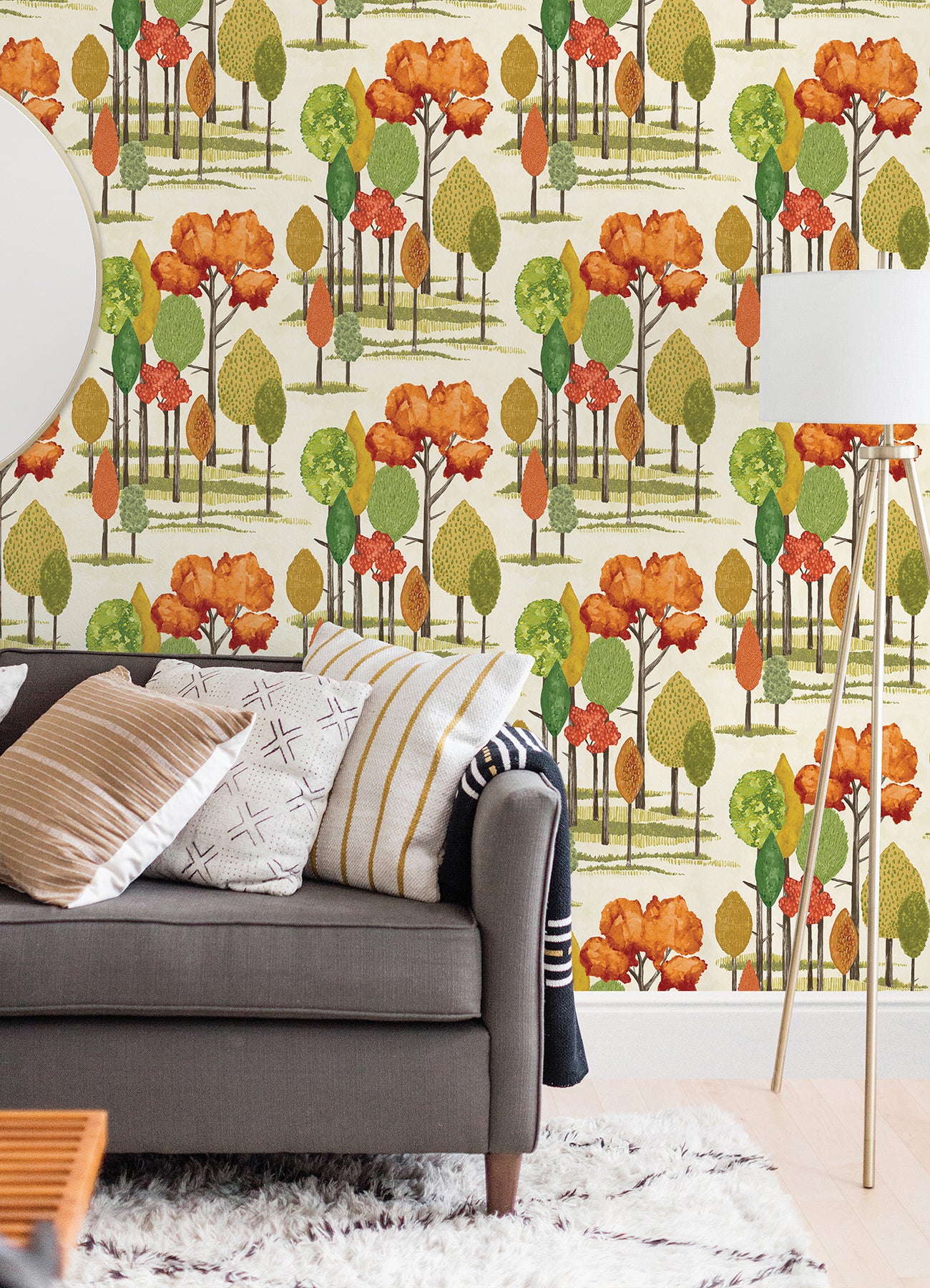 Cypress Orange Tall Trees Wallpaper  | Brewster Wallcovering - The WorkRm