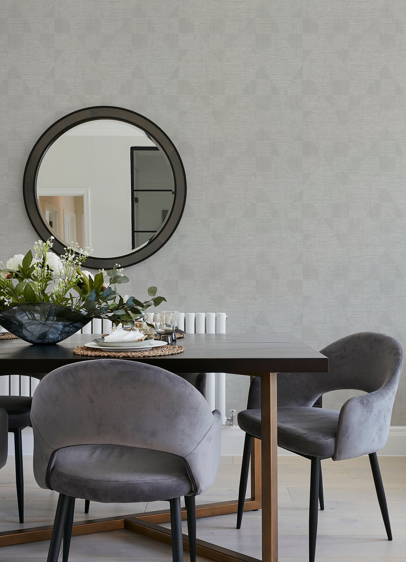 Wegener Silver Geometric Wallpaper  | Brewster Wallcovering - The WorkRm