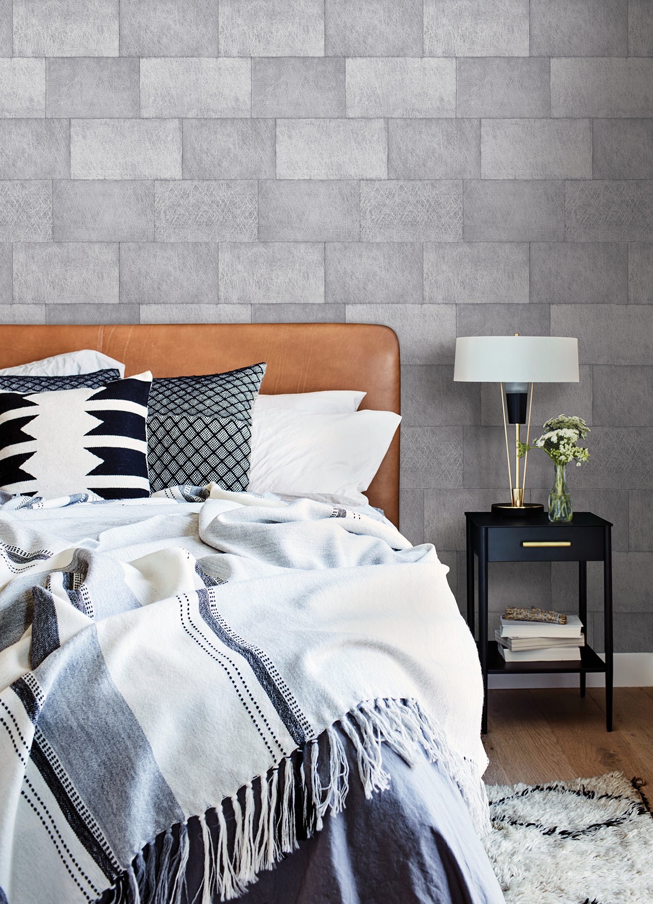 Lyell Light Grey Stone Wallpaper  | Brewster Wallcovering