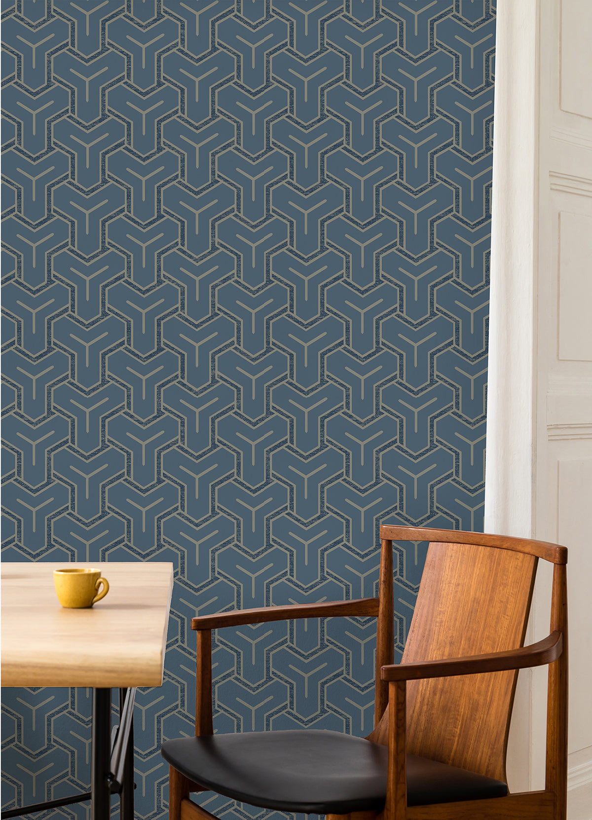 Gautier Blue Tessellate Wallpaper - Brewster Wallcovering