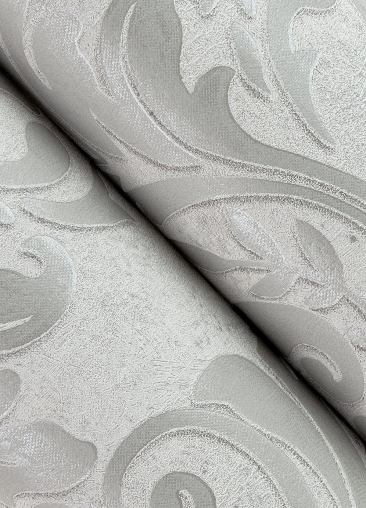 Anders Silver Damask Wallpaper - Brewster Wallcovering