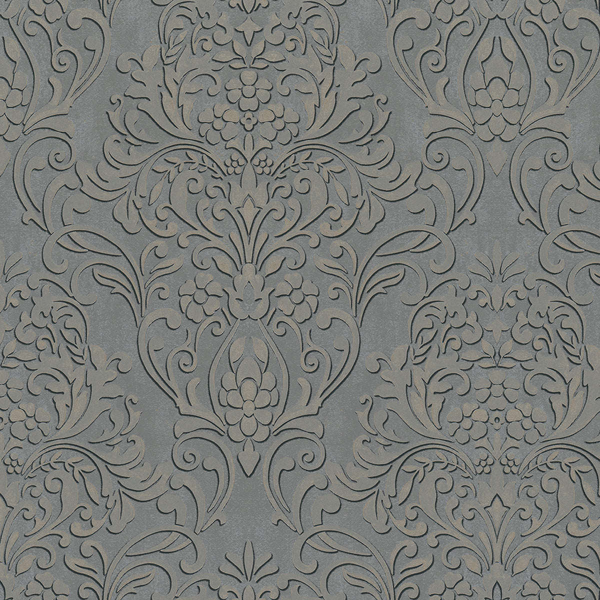 Picture of Anders Pewter Damask Wallpaper