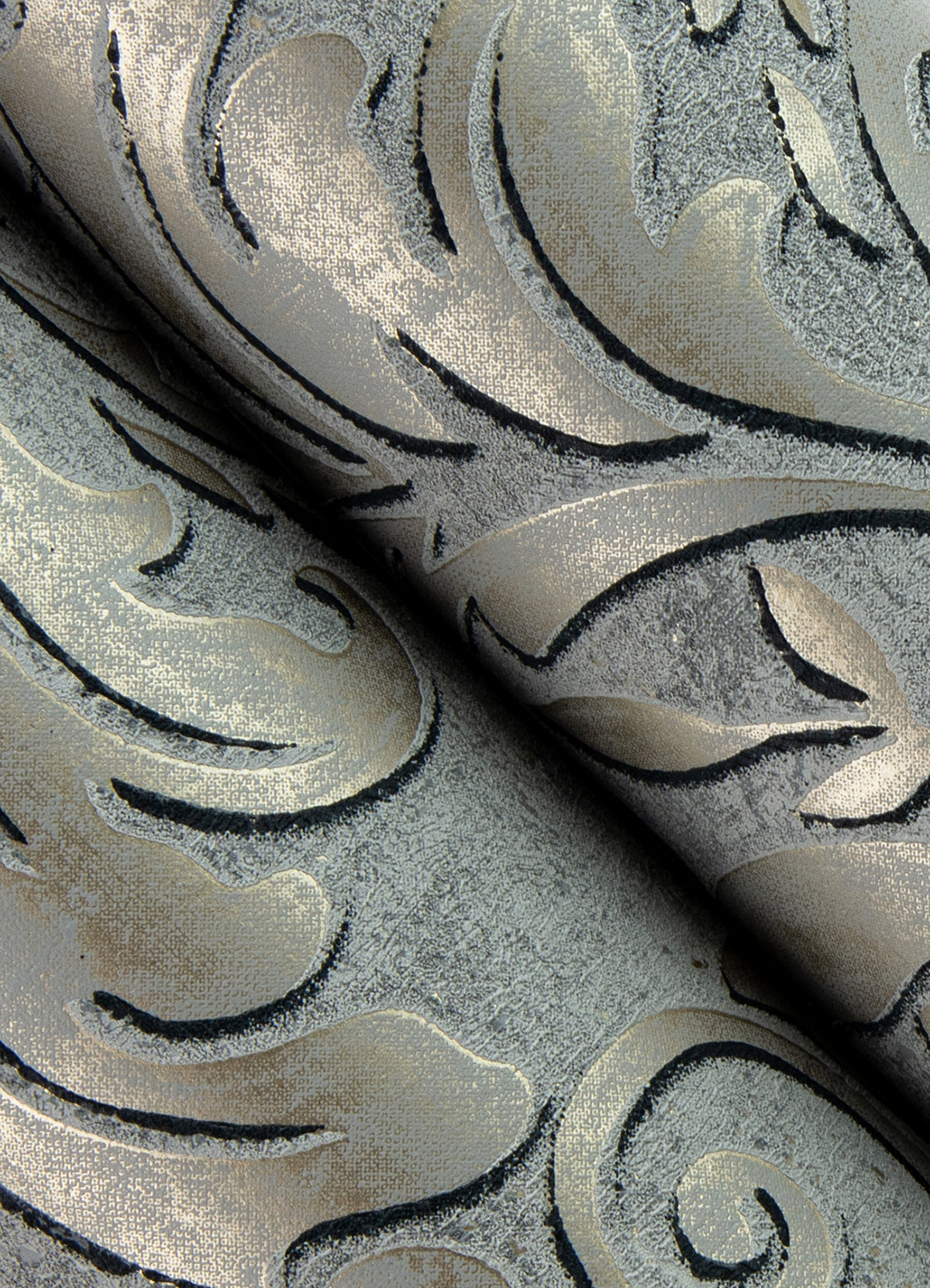 Anders Pewter Damask Wallpaper - Brewster Wallcovering