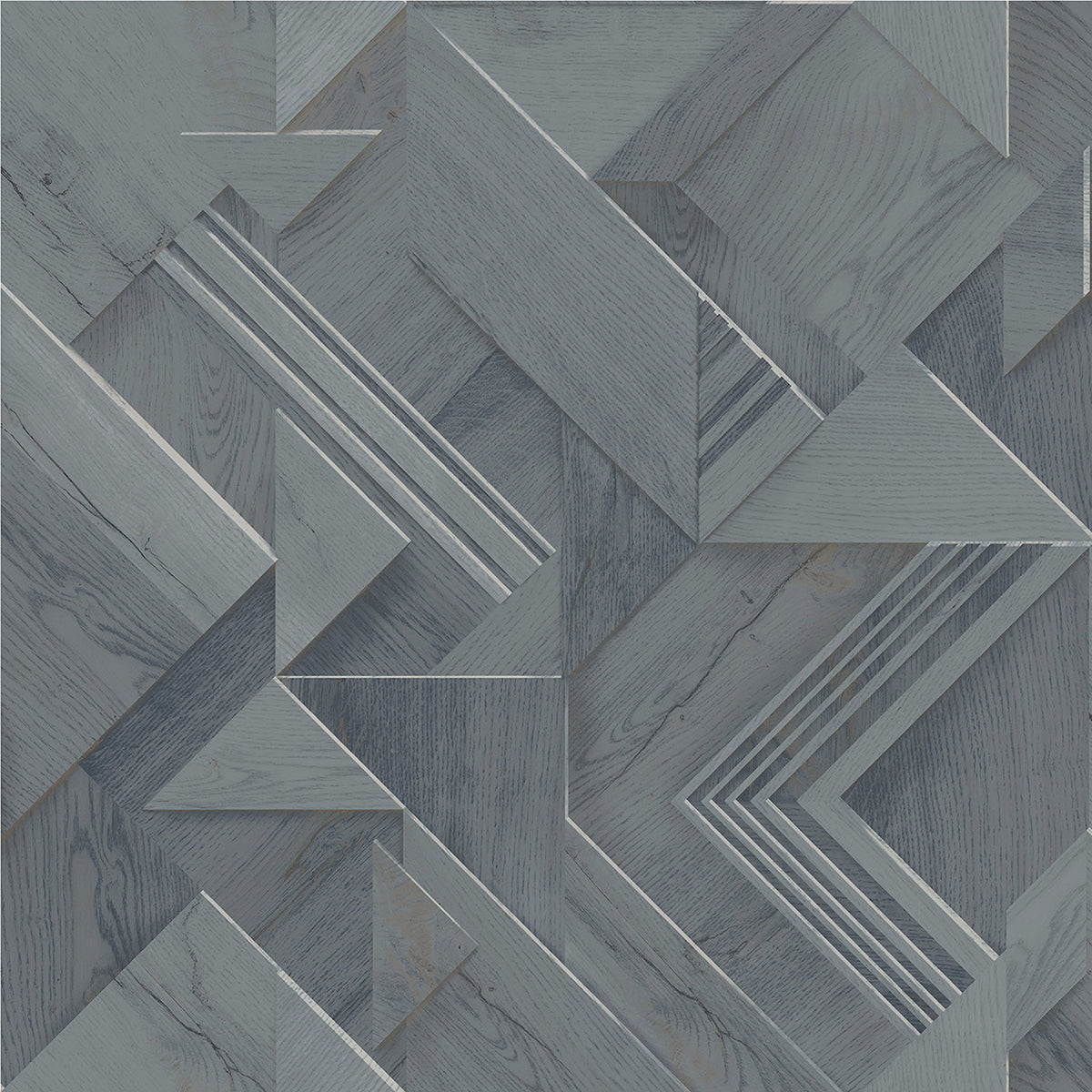 Brewster Wallcovering-Cassian Denim Wood Geometric Wallpaper