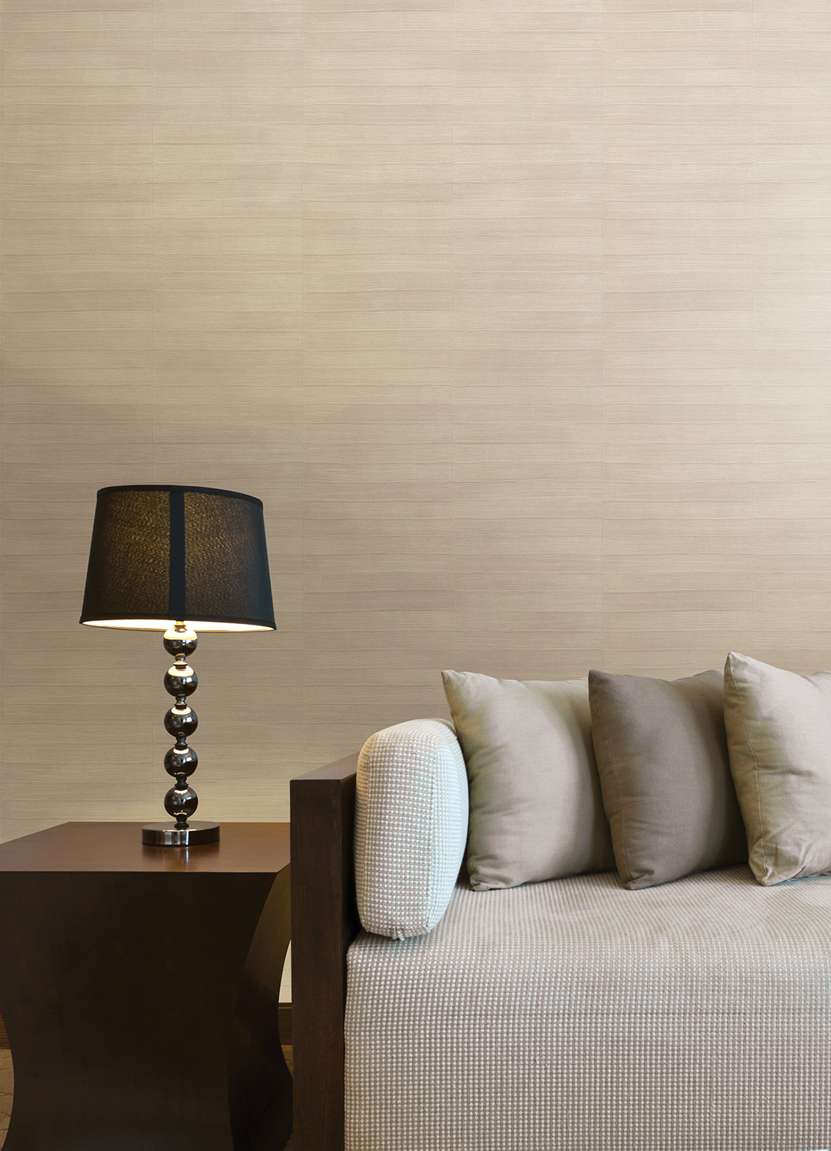 Dermot Cream Horizontal Stripe Wallpaper  | Brewster Wallcovering