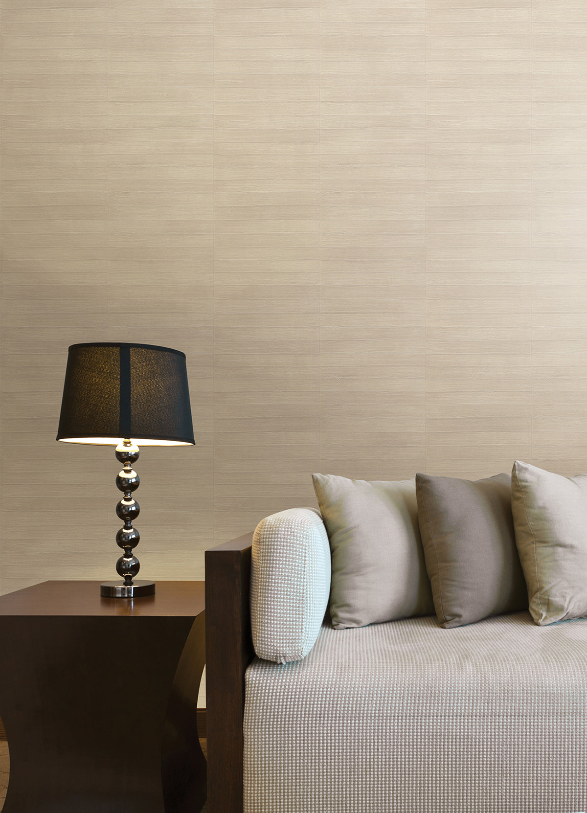 Dermot Cream Horizontal Stripe Wallpaper - Brewster Wallcovering