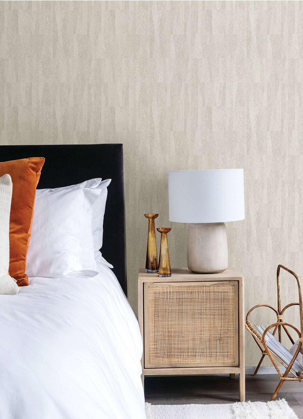 Sutton Cream Textured Geometric Wallpaper - Brewster Wallcovering