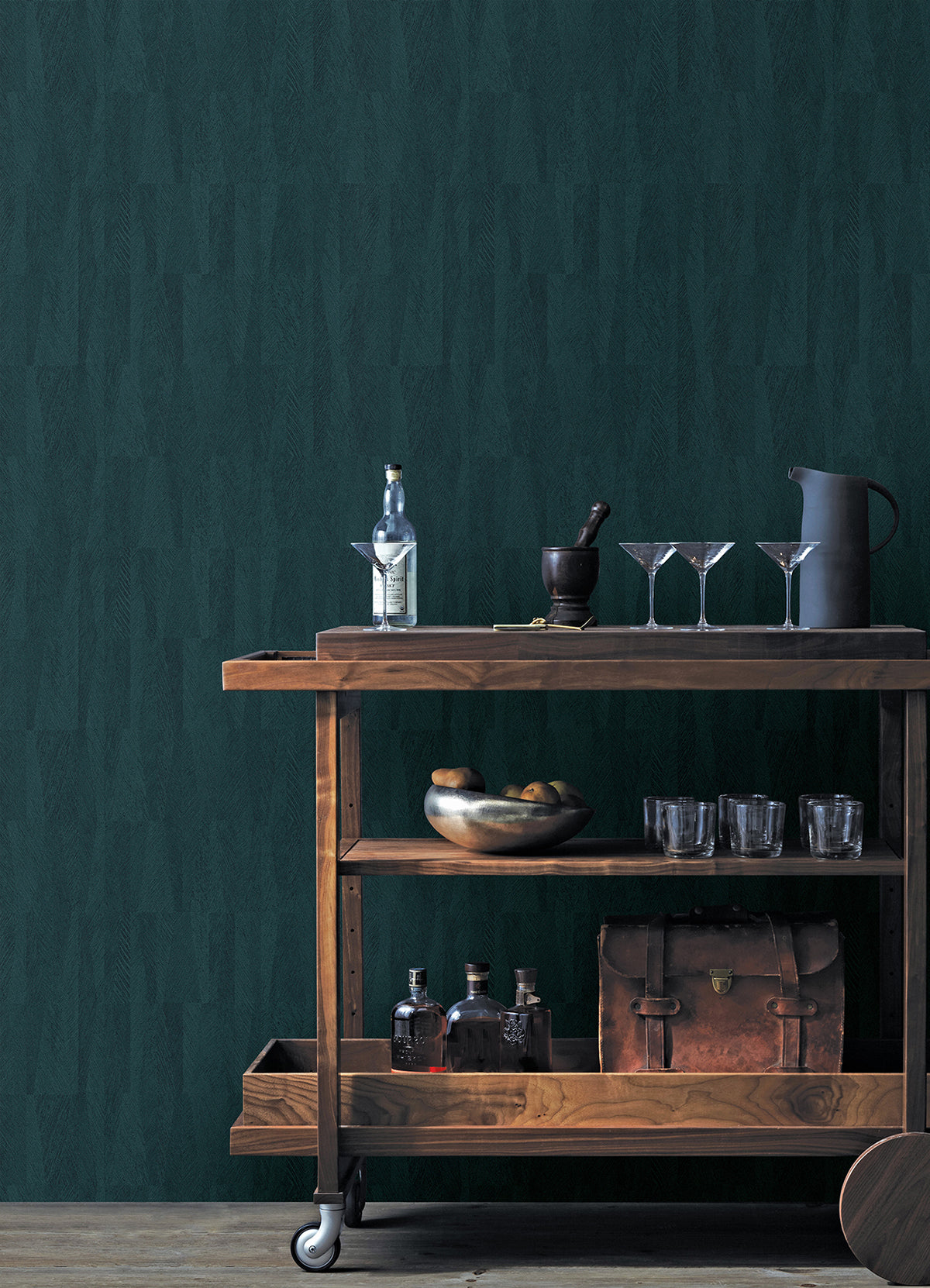 Sutton Teal Textured Geometric Wallpaper - Brewster Wallcovering