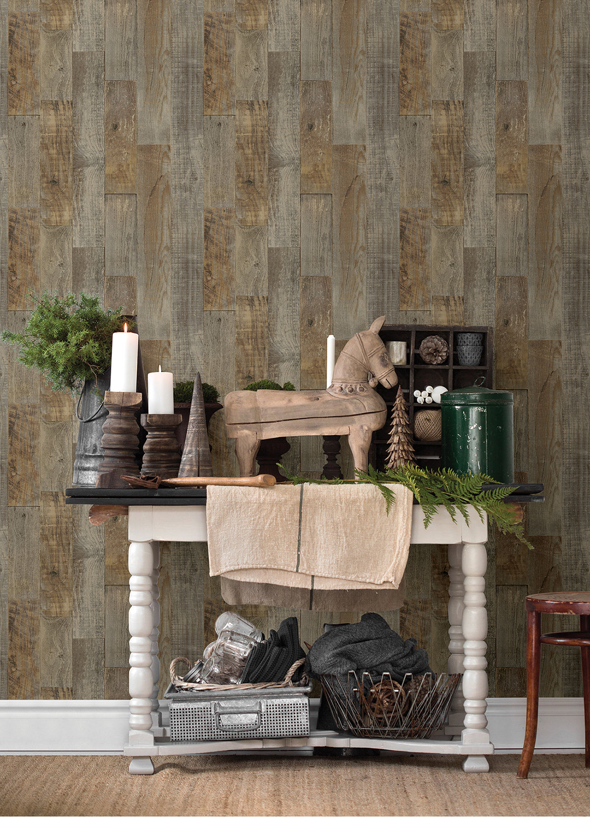 Chebacco Brown Wood Planks Wallpaper - Brewster Wallcovering