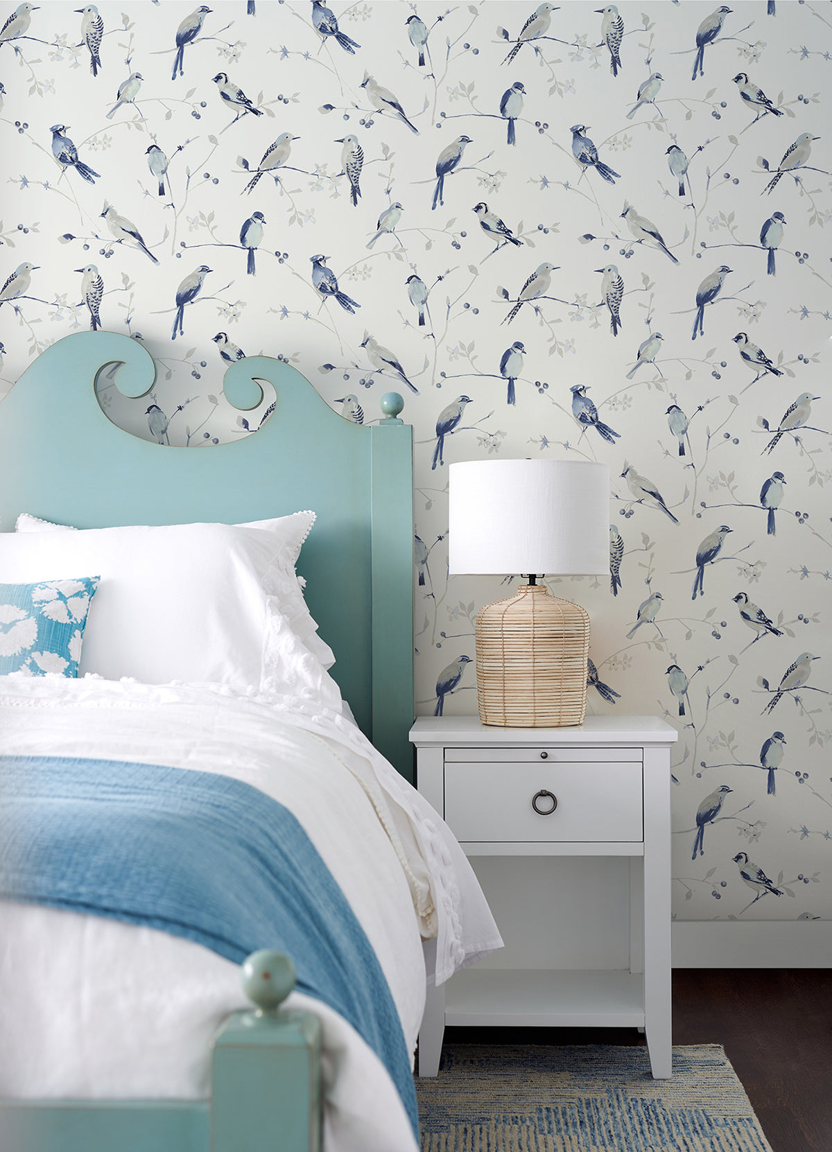 Birdsong Blue Trail Wallpaper  | Brewster Wallcovering - The WorkRm