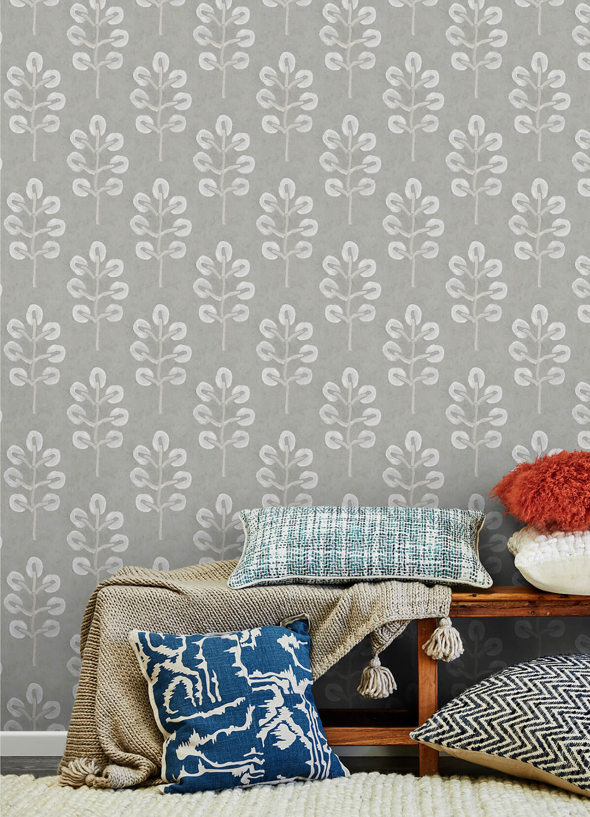 Plum Tree Grey Botanical Wallpaper - York Wallcoverings - 3124-13876 - York Wallcoverings Wallpaper