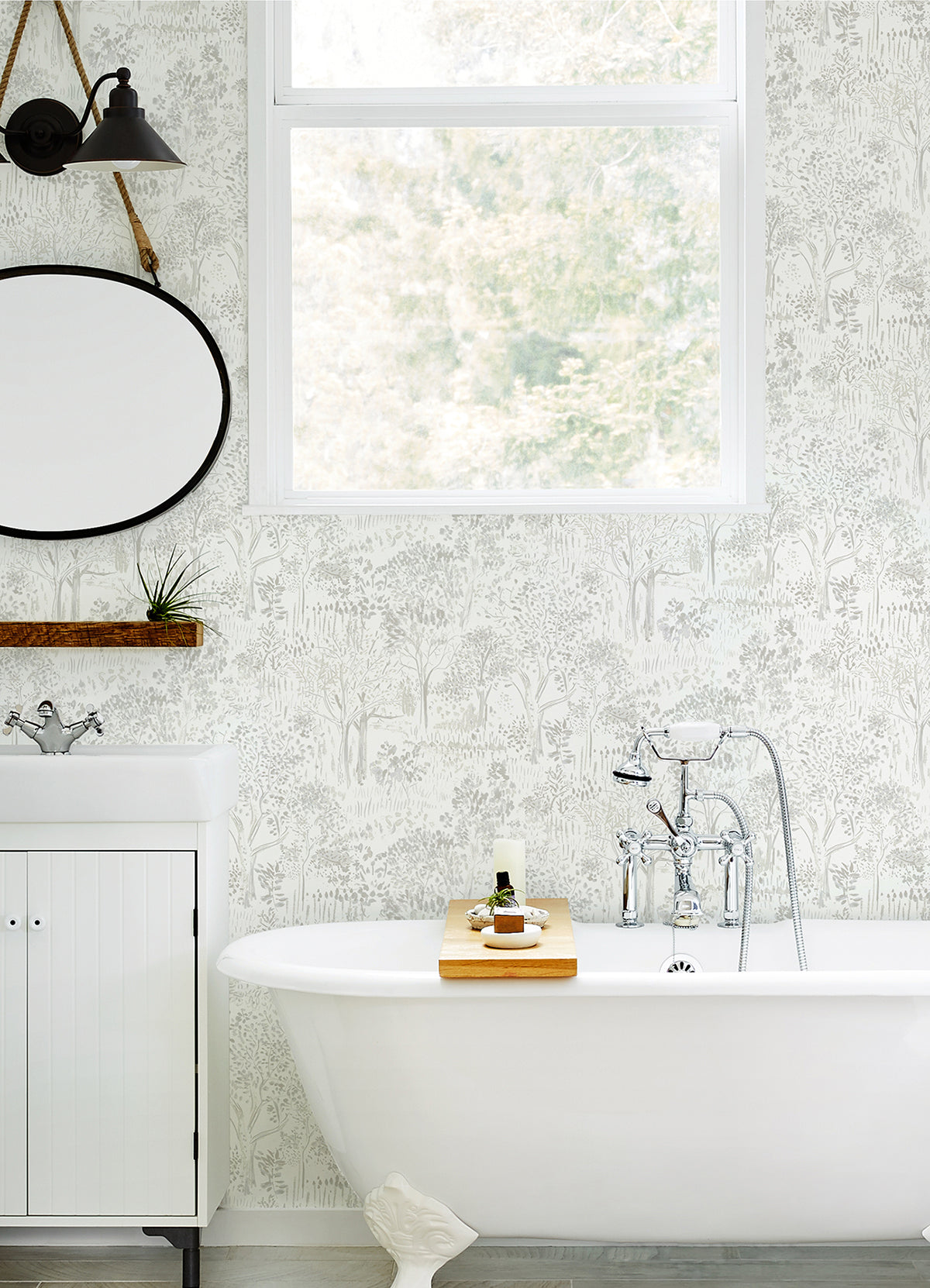 Walden Grey Forest Wallpaper - Brewster Wallcovering