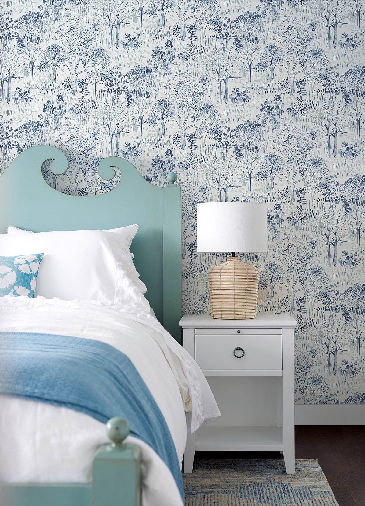 Walden Navy Forest Wallpaper  | Brewster Wallcovering - The WorkRm