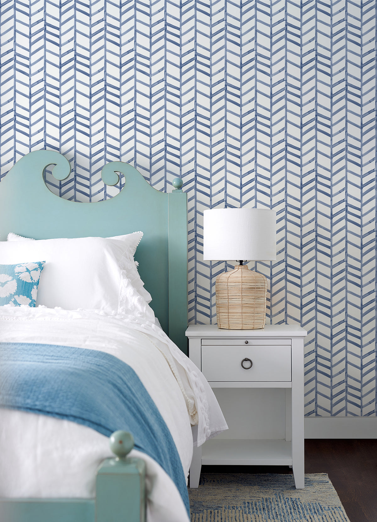 Fletching Navy Geometric Wallpaper - Brewster Wallcovering