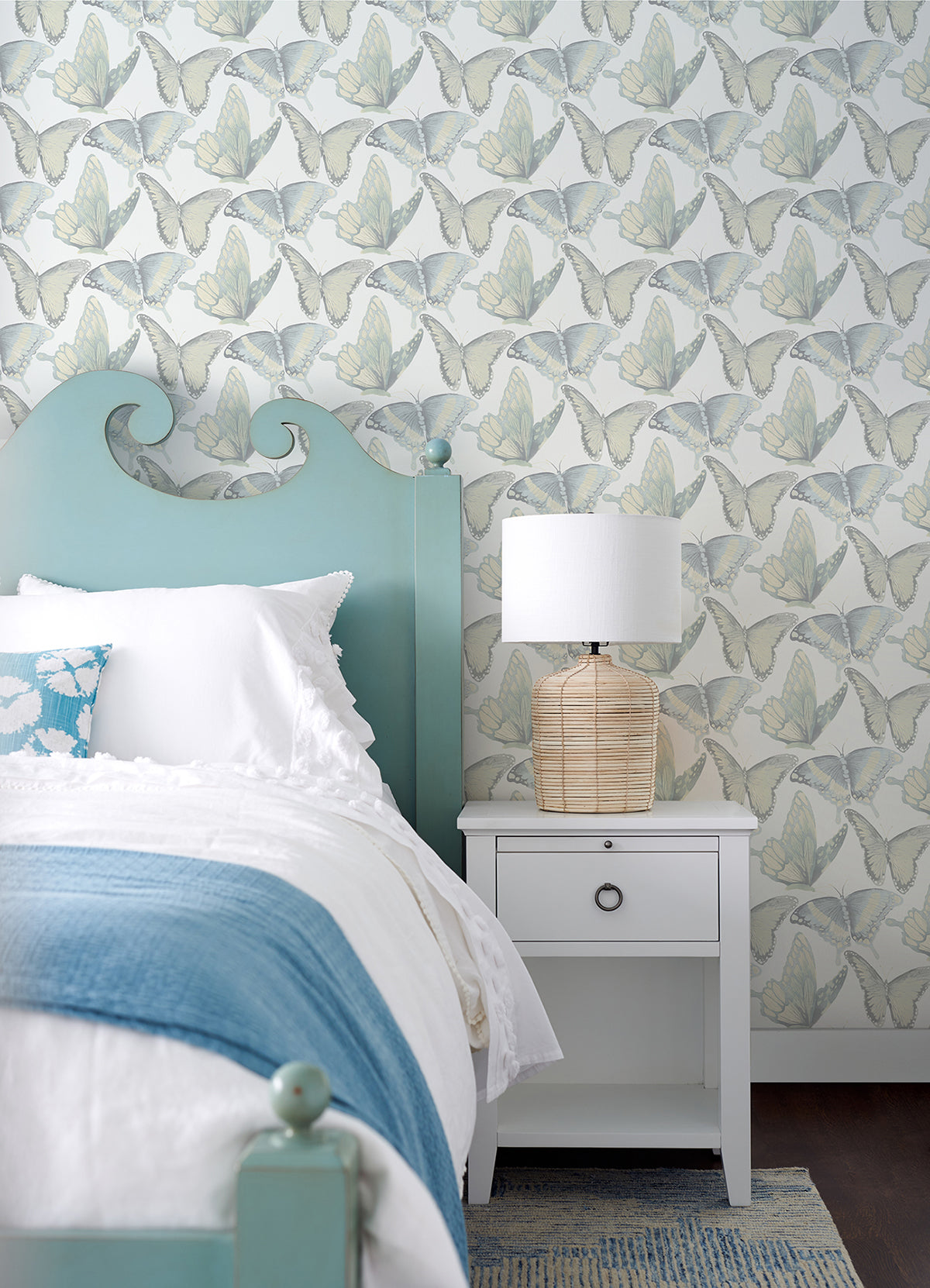 Janetta Mint Butterfly Wallpaper  | Brewster Wallcovering