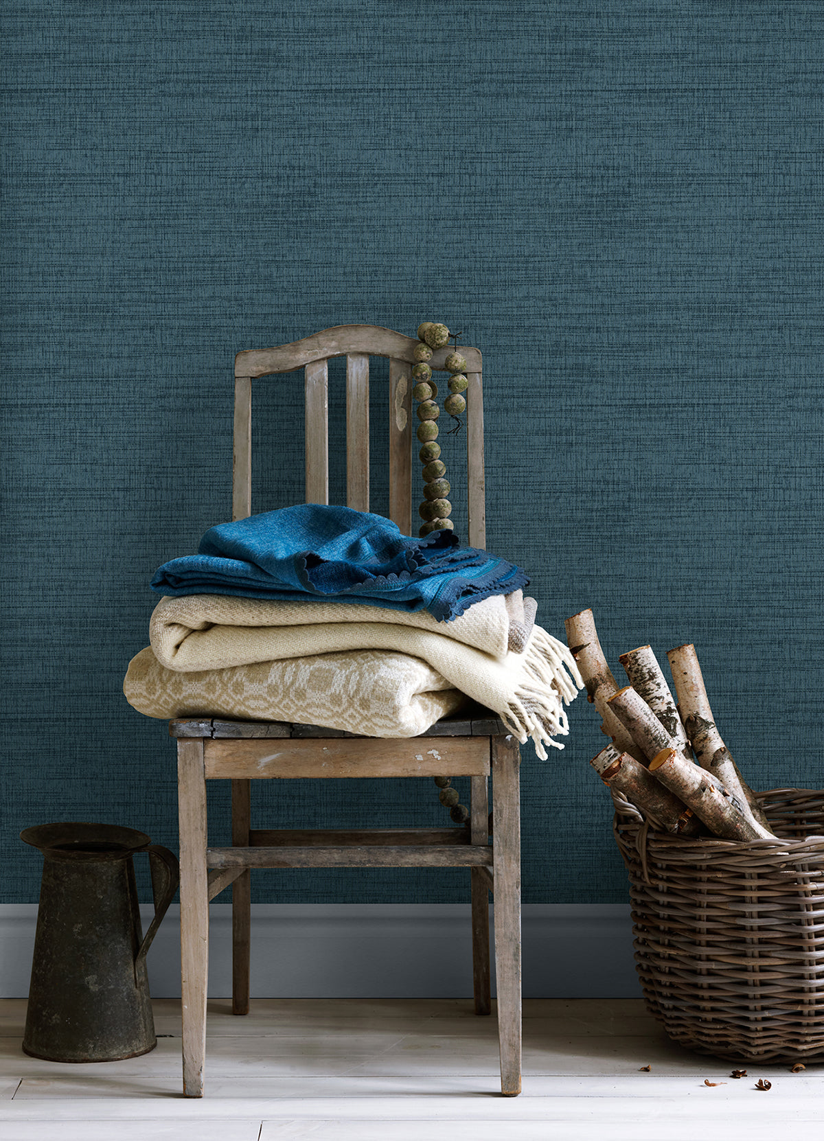 Solitude Navy Distressed Texture Wallpaper - Brewster Wallcovering