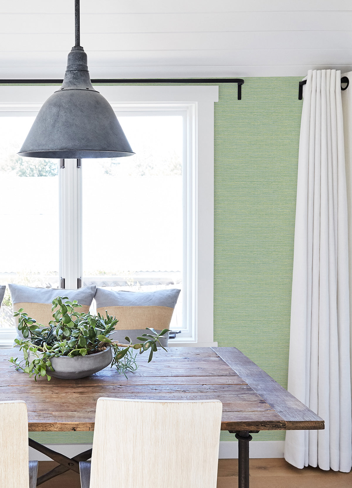 Agave Green Faux Grasscloth Wallpaper  | Brewster Wallcovering - The WorkRm